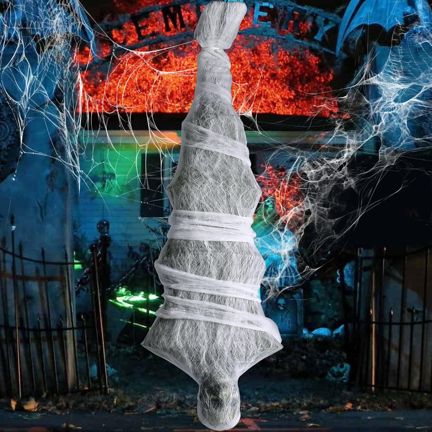 Halloween Decorations, 72 Inches Outdoor Hanging Cocoon Corpse Props, Scary Corpse Props Halloween Decor for Yard Indoor Party Decorations