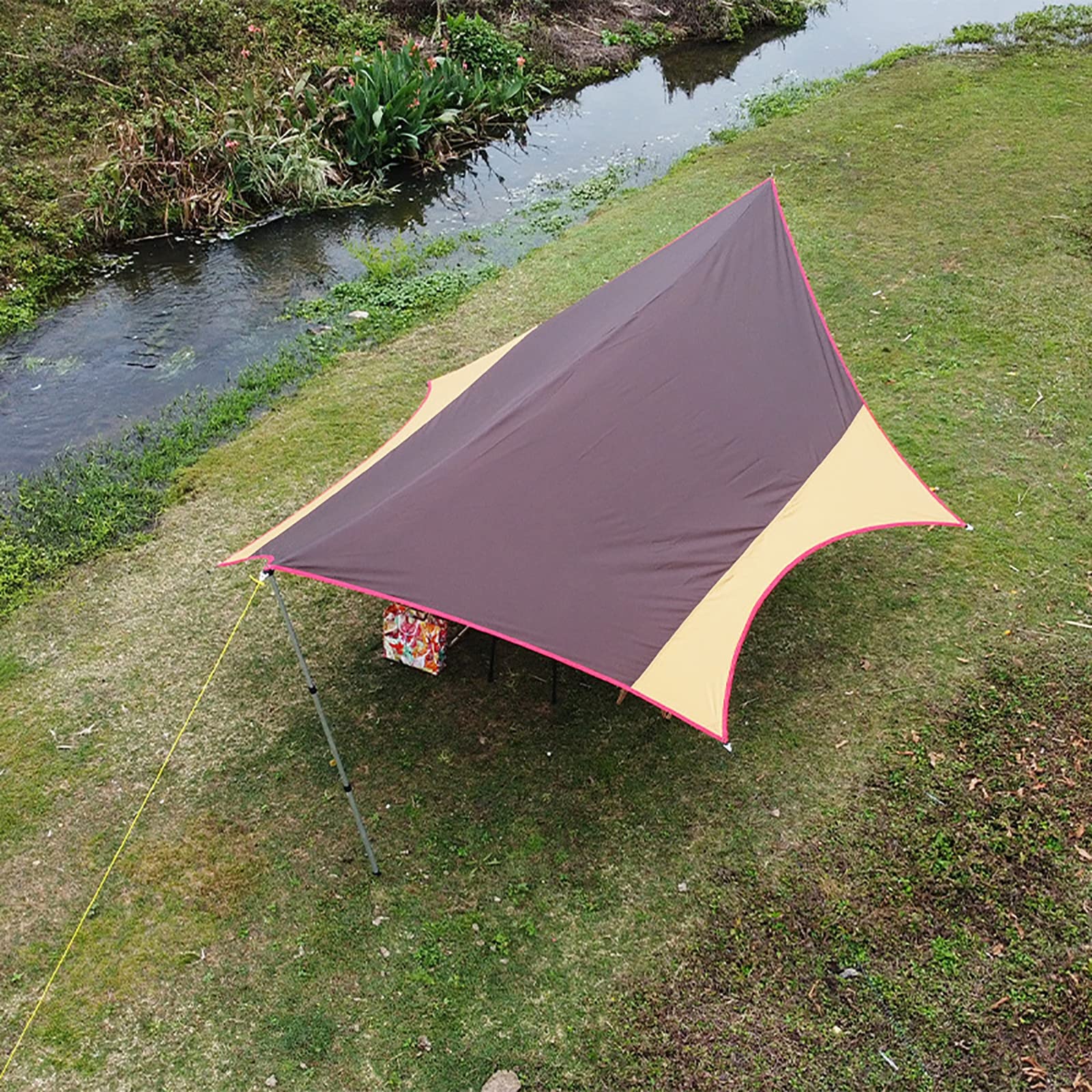 Zeltplane wasserdichte PU3000 mm, 5.6x4.8m Camping Zelt Tarp mit Tragetasche, Leichte Tragbare Wasserdichtes Zeltunterlage, Reißfest, für Ourdoor Camping Reisen Wander Picknick Hängematte