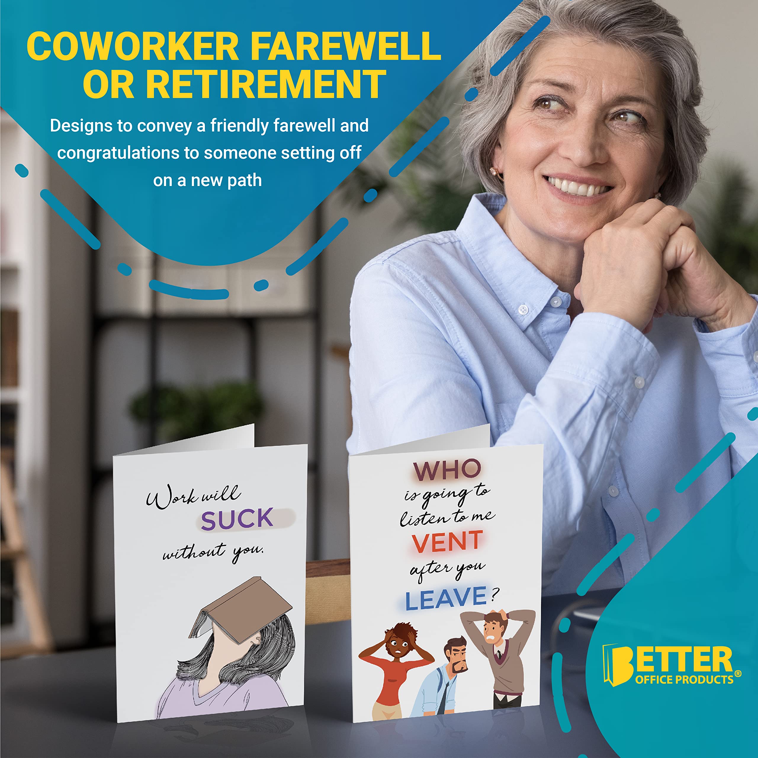 Better Office Abschiedskarten Mit Umschlägen – 2 Designs Für Kollegen, Ruhestand & Goodbye