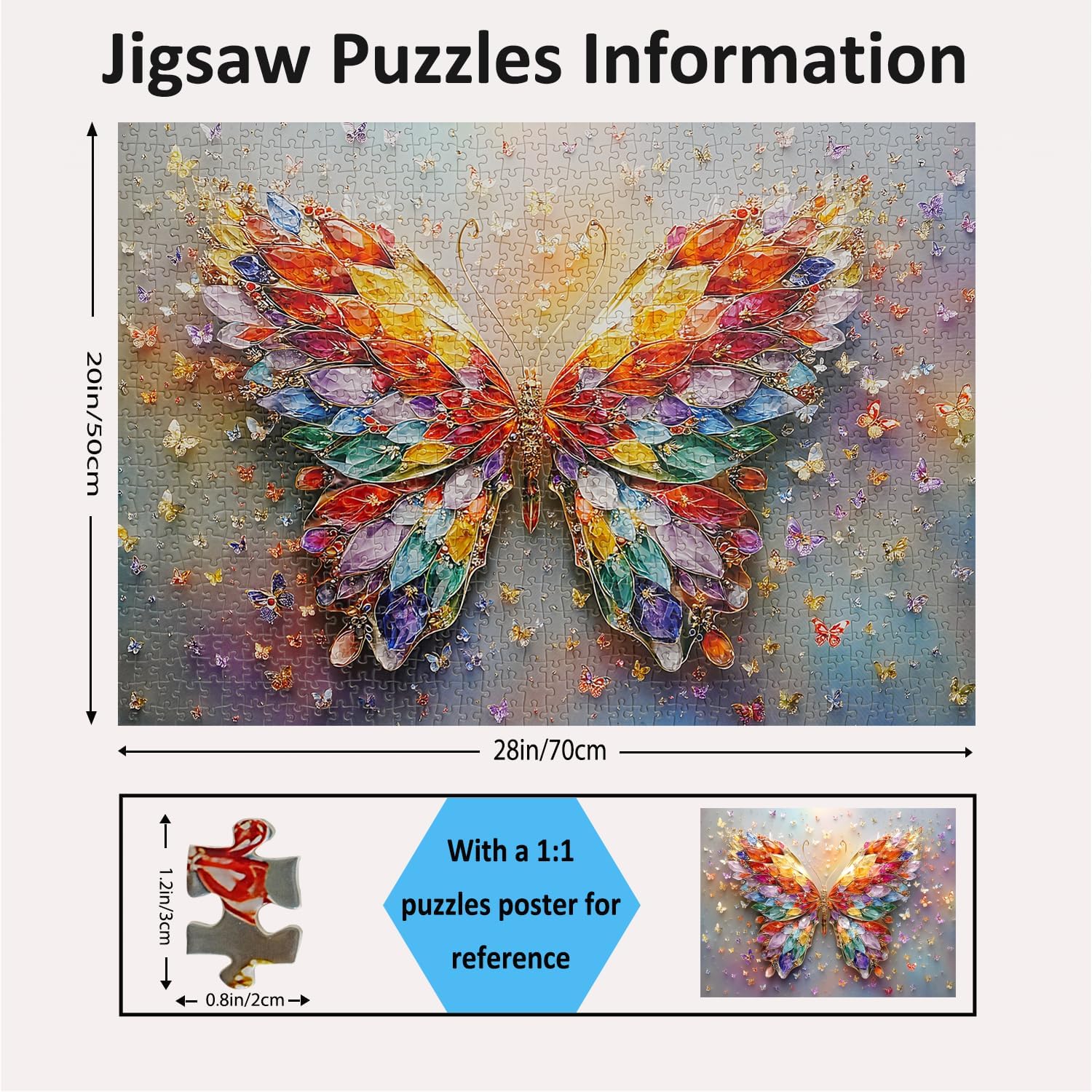 Jigsaw Puzzles for Adults 1000 Pieces Impossible Hard Difficult Challenging Puzzles for Adults Teens Colorful Butterflie Holiday Jigsaw Puzzle 1000 Pieces 28 x 20 inch