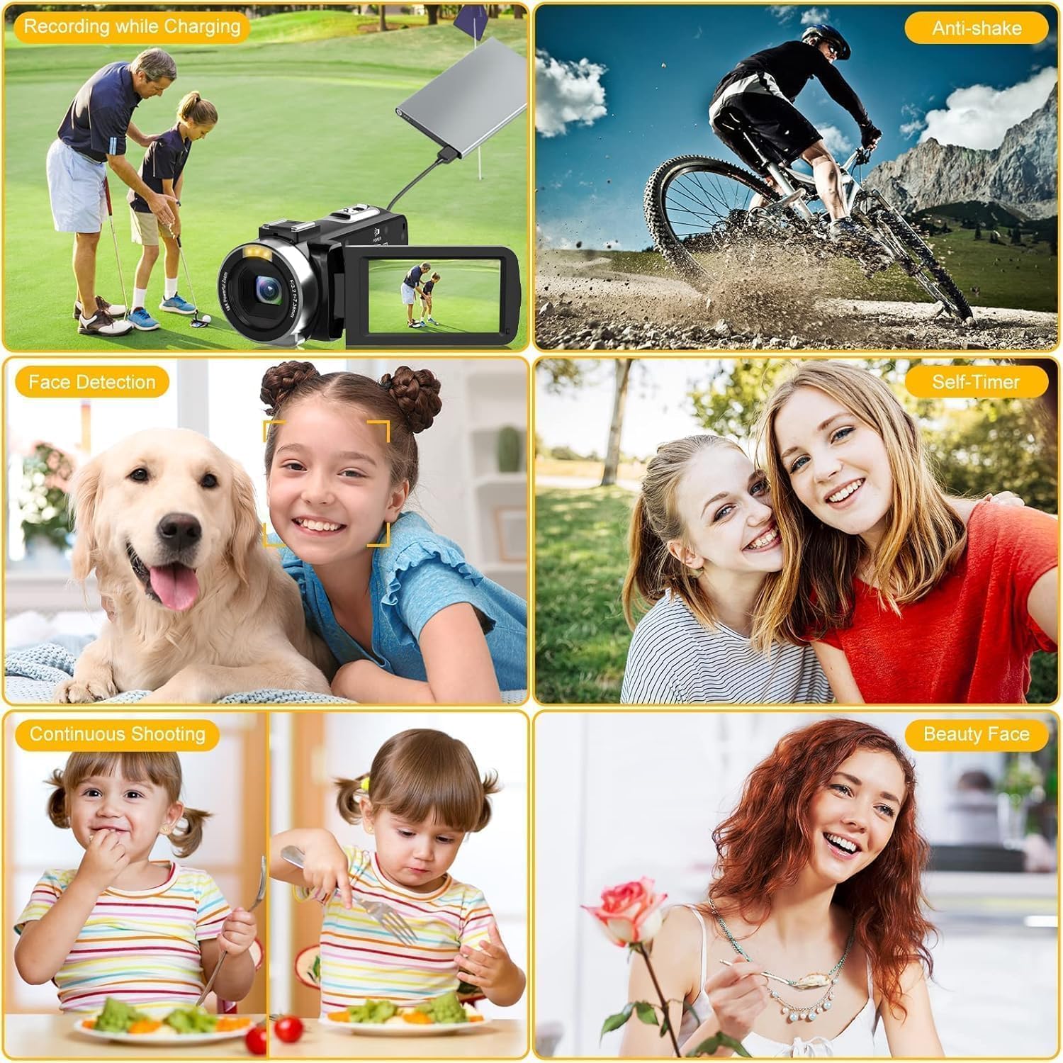 Videocamera 4K UHD 48MP IR visione notturna Vlogging fotocamera per YouTube, zoom digitale 18X, registratore 3 pollici IPS touchscreen con scheda SD da 32 GB, telecomando, 2 batterie