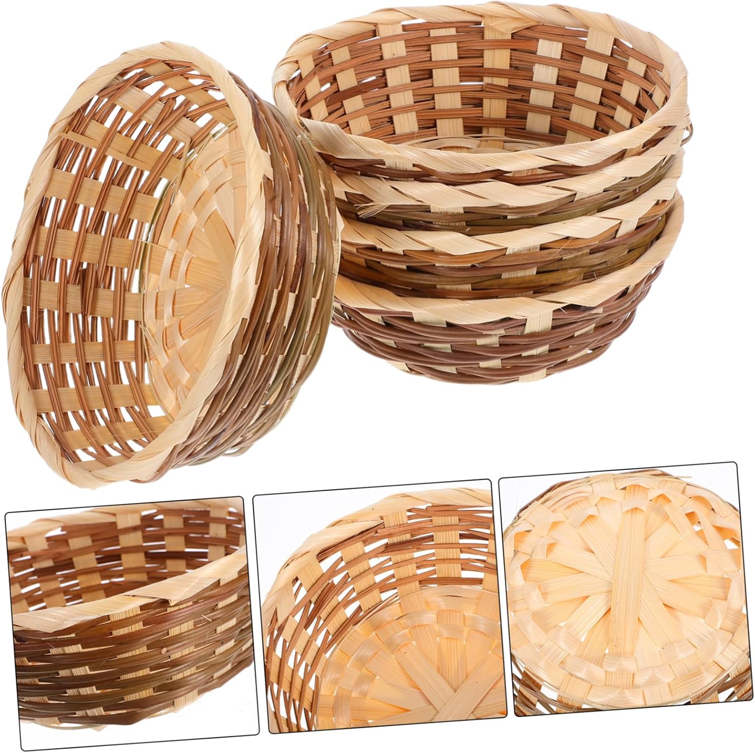 Healifty 15pcs Storage Basket Handwoven Fruit and Bread Organizers for Kitchen Rustic Design for Home Decor and Food Serving Lightweight and Practical Storage