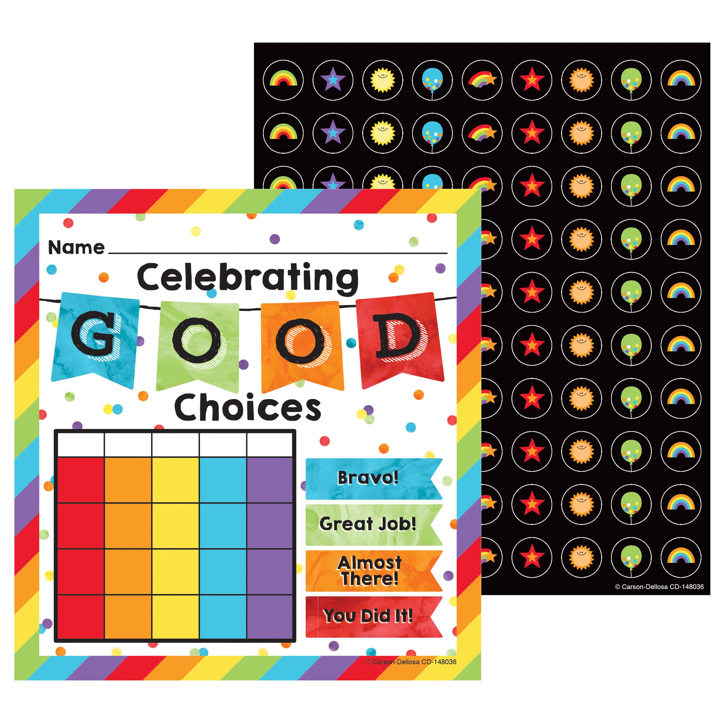 Carson Dellosa Celebrate Learning 30PC Mini Reward Chart for Kids, 4.75" x 5" Incentive Trackers and 630 Stickers for Potty Training, Good Behavior, and Chores, Homeschool and Classroom Must Haves