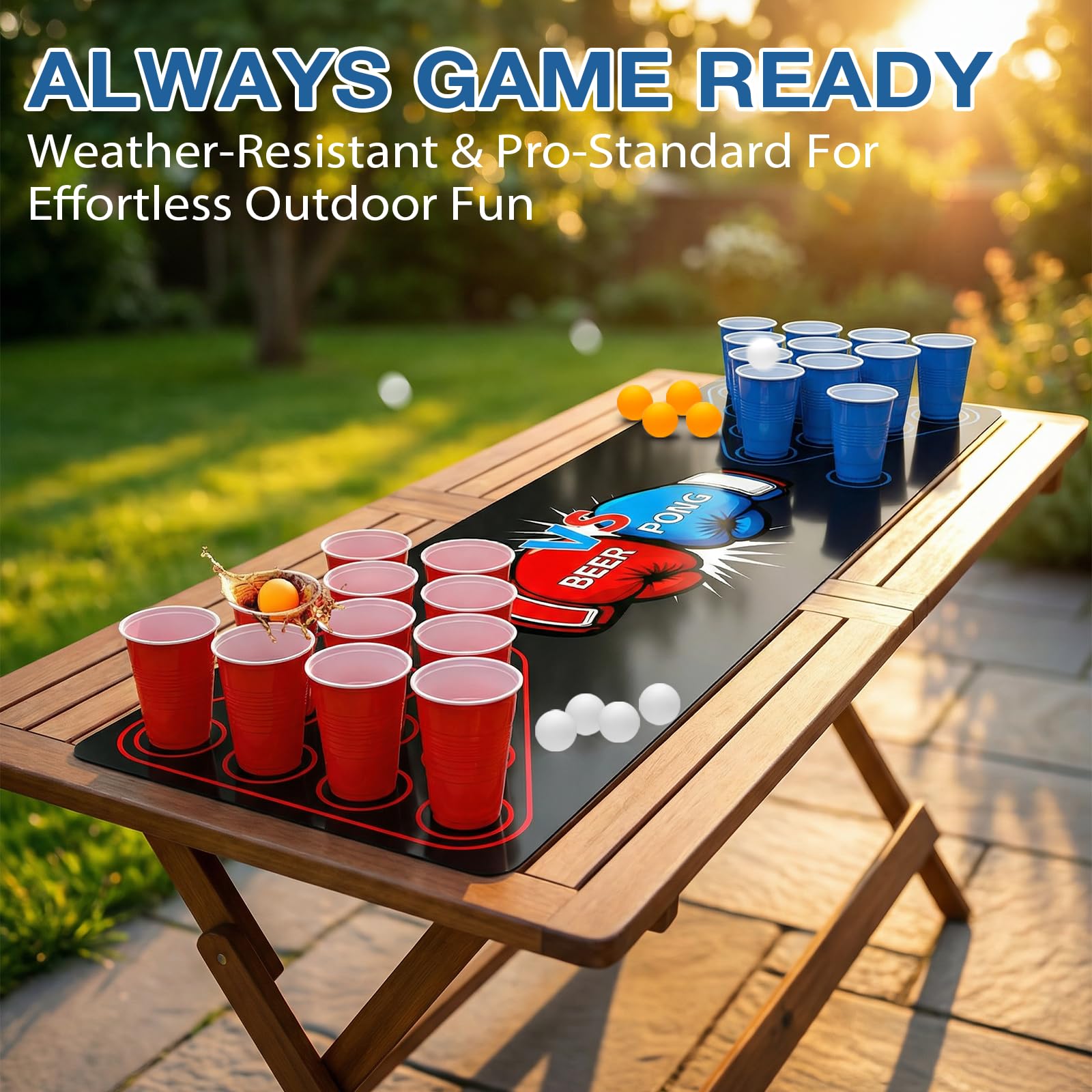DESPOINA Beer Pong Ping Pong Kit Completo, Birra Pong Party Set con Tappeto da Gioco, Include 40 Bicchieri Beer Pong e 8 Palline da Ping, Set Riutilizzabile per Feste di Compleanno e Matrimoni