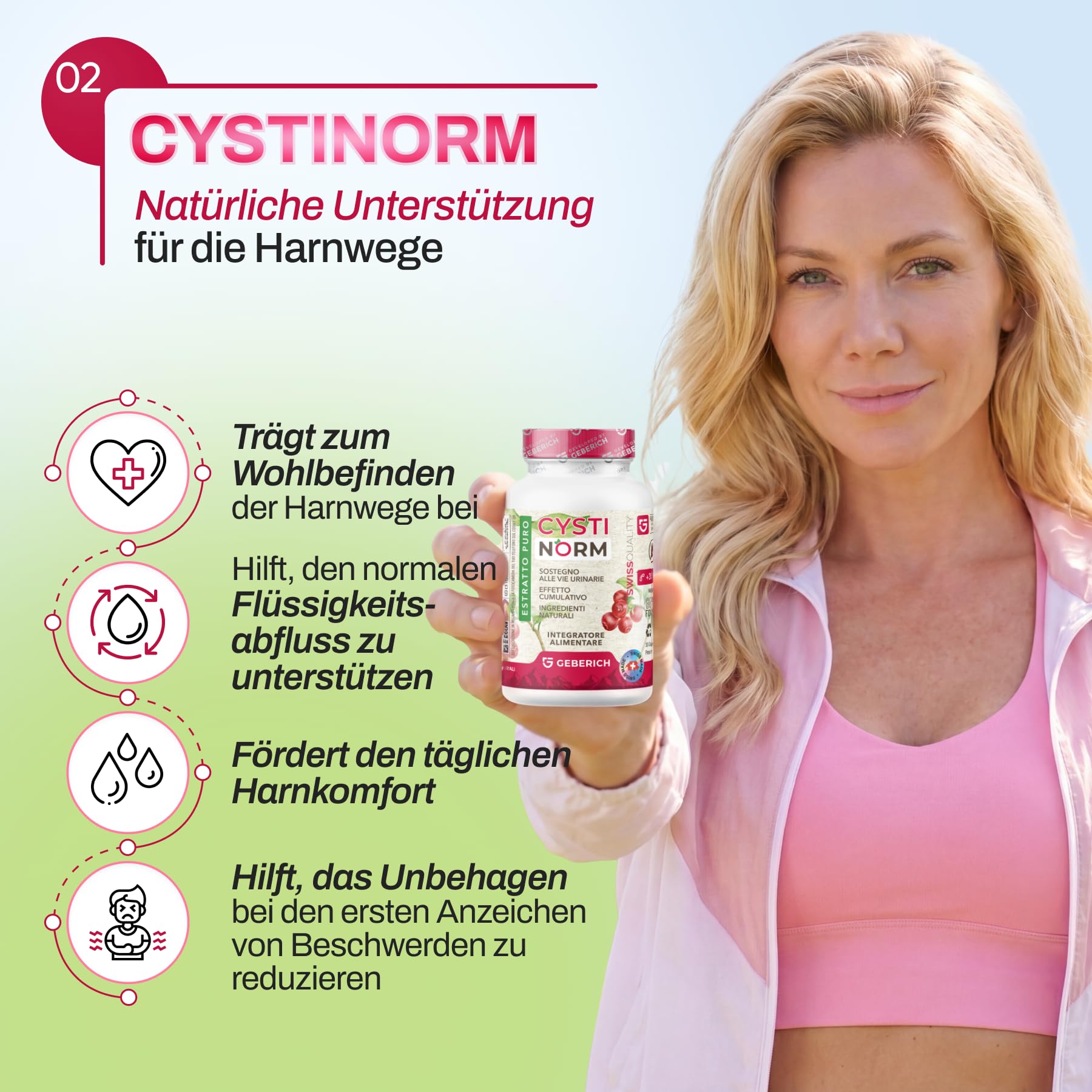 Kapseln CYSTINORM | Blasengesundheit | D-Mannose 720mg + Cranberry-Extrakt 300mg | Gesundheit der Harnwege | mit Erdbeerbaum-Extrakt Bioflavonoid-Komplex | Nahrungsergänzungsmittel
