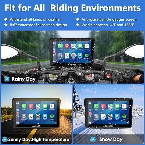 Miniatura 8 de CARPURIDE W702BS PRO para BMW Motorcycle CarPlay y Android Auto Dual Bluetooth, pantalla de navegación GPS impermeable de 7 pulgadas, lectura de