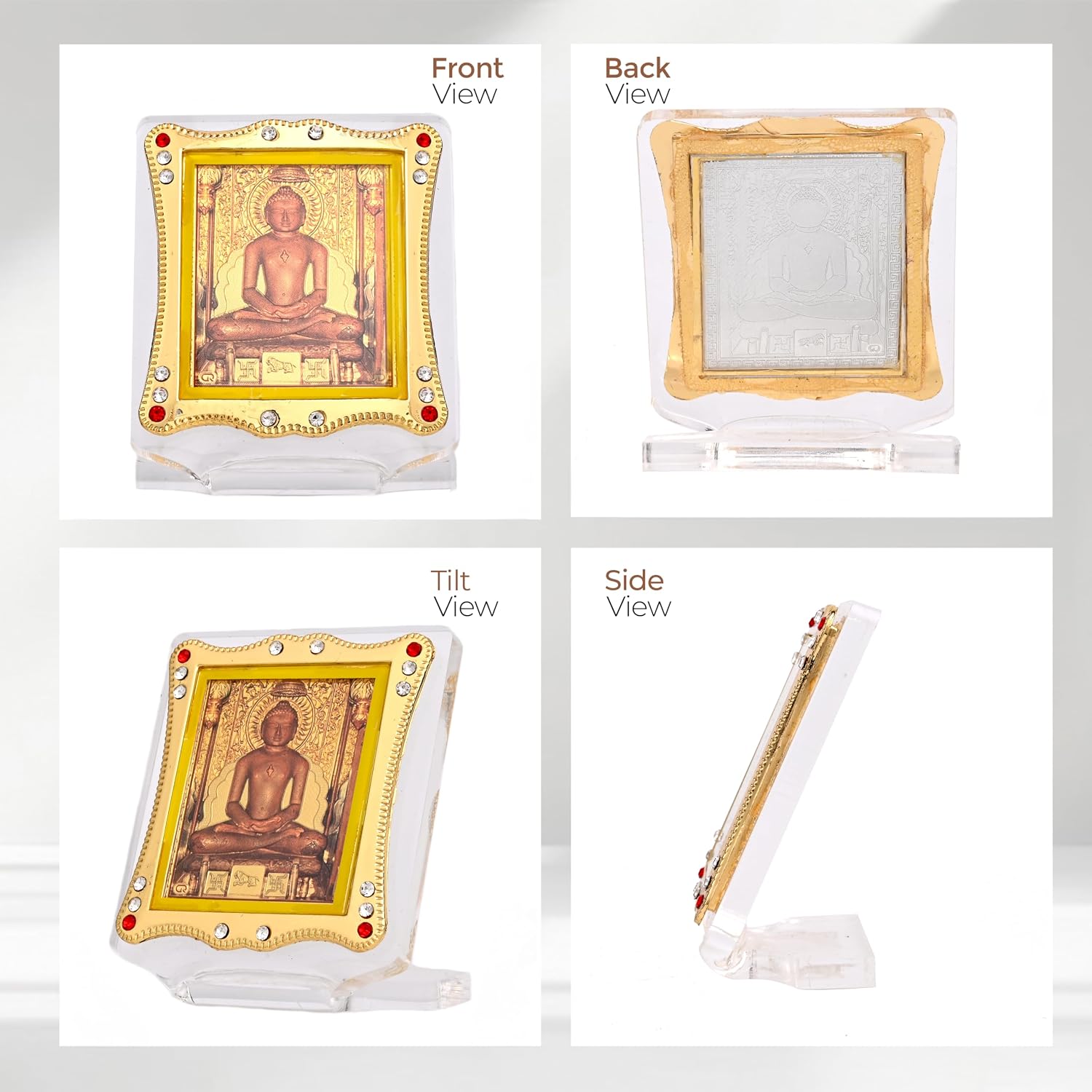 Jain Namokar Mantra for Car Dashboard Showpiece Foil Plated Home Office Décor Decorative Showpieces