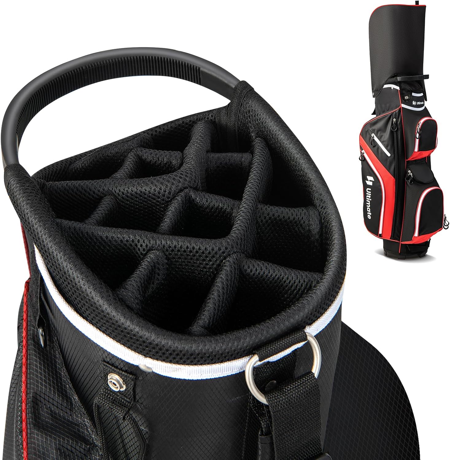 Nightcore Golf Cart Bag with 14 Way Organizer Divider Top, Premium Cart Bag with Handles and Rain Hood, 9 Pockets incl. Cooler Bag, Lightweight for Men and Women