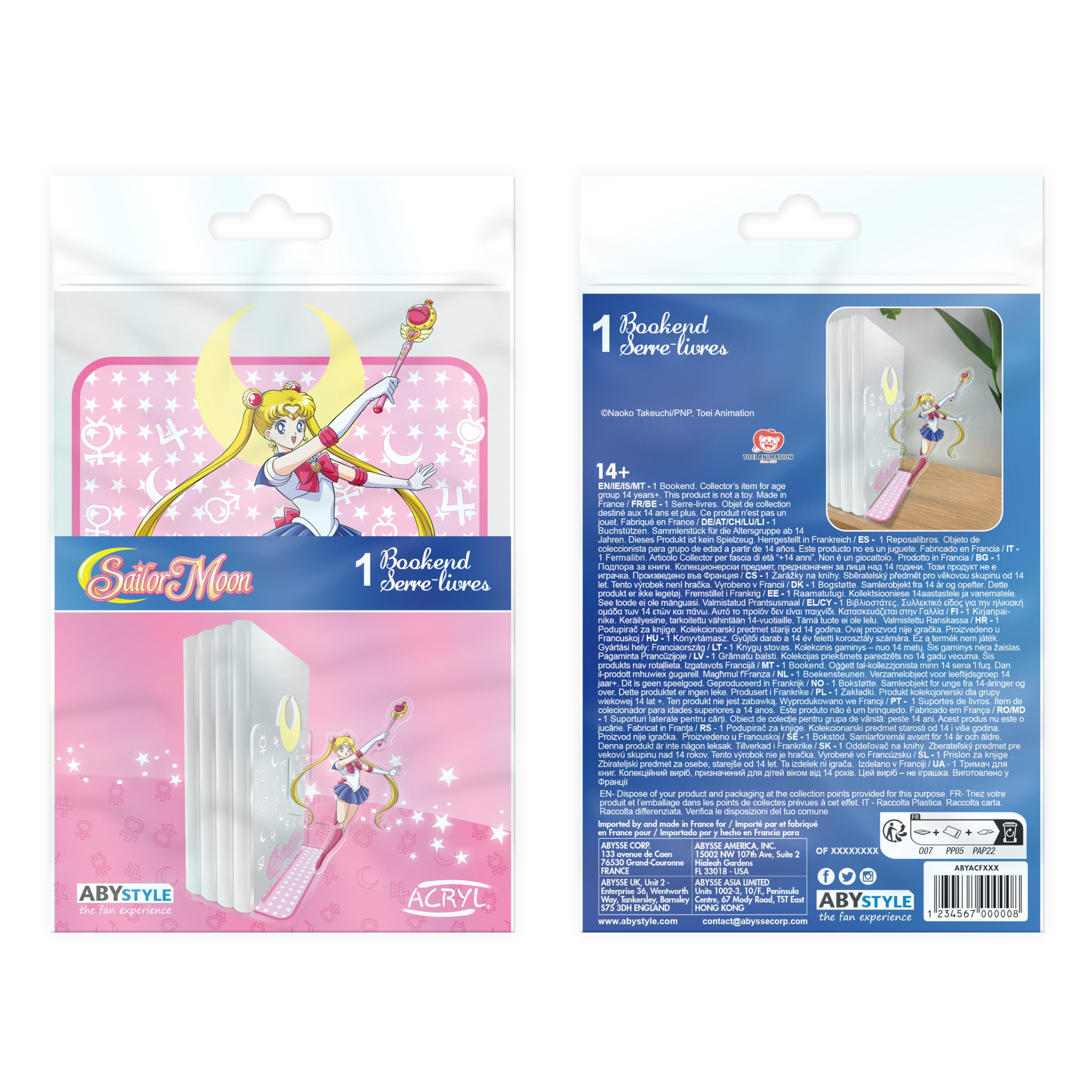 ABYSTYLE - Sujetalibros acrílico Sailor Moon - Producto oficial - Doble soporte transparente - Diseño coleccionista