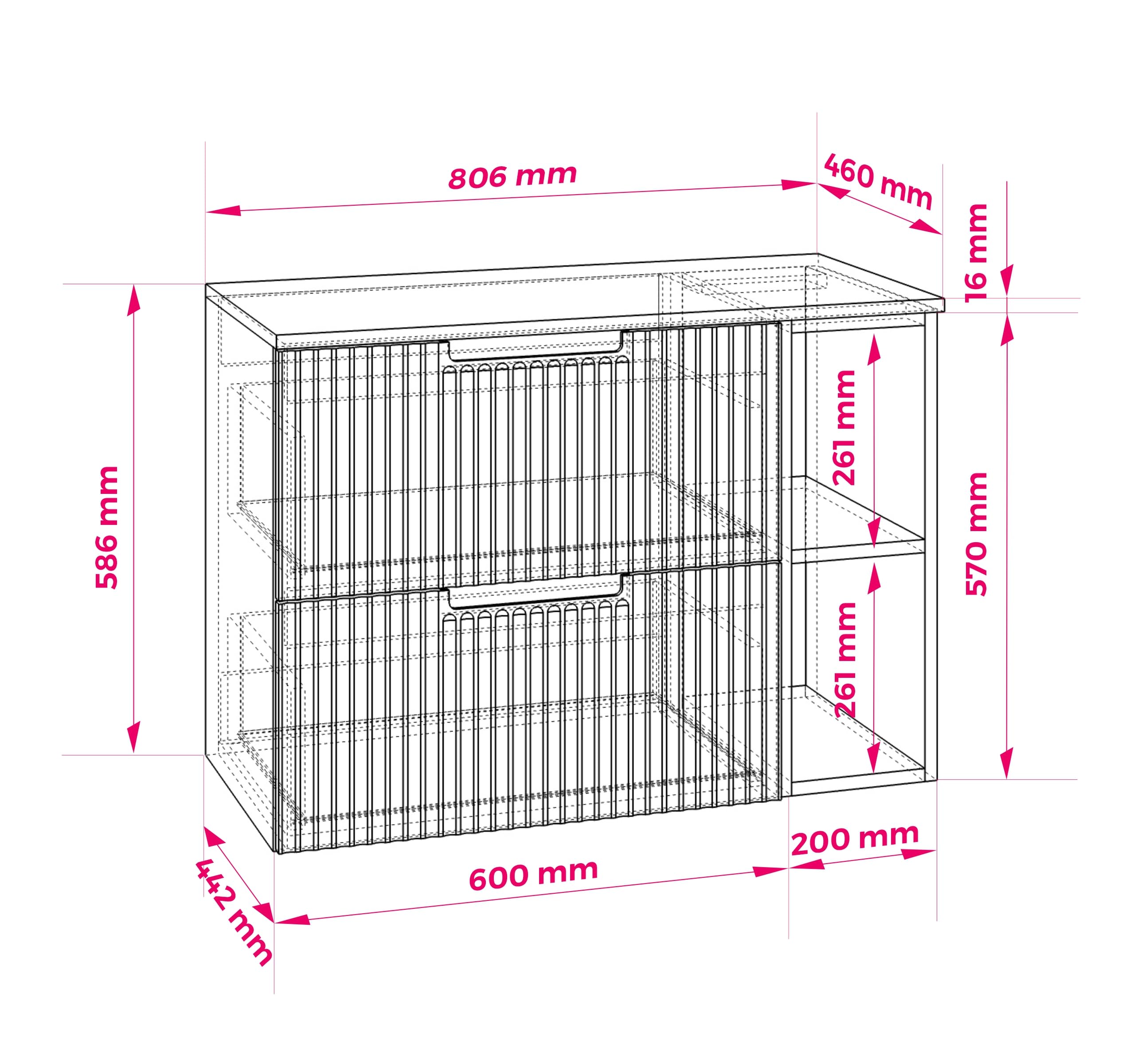 Meuble de salle de bains, chêne Craft 80 (60 + 20) x 58,6 x 46 cm