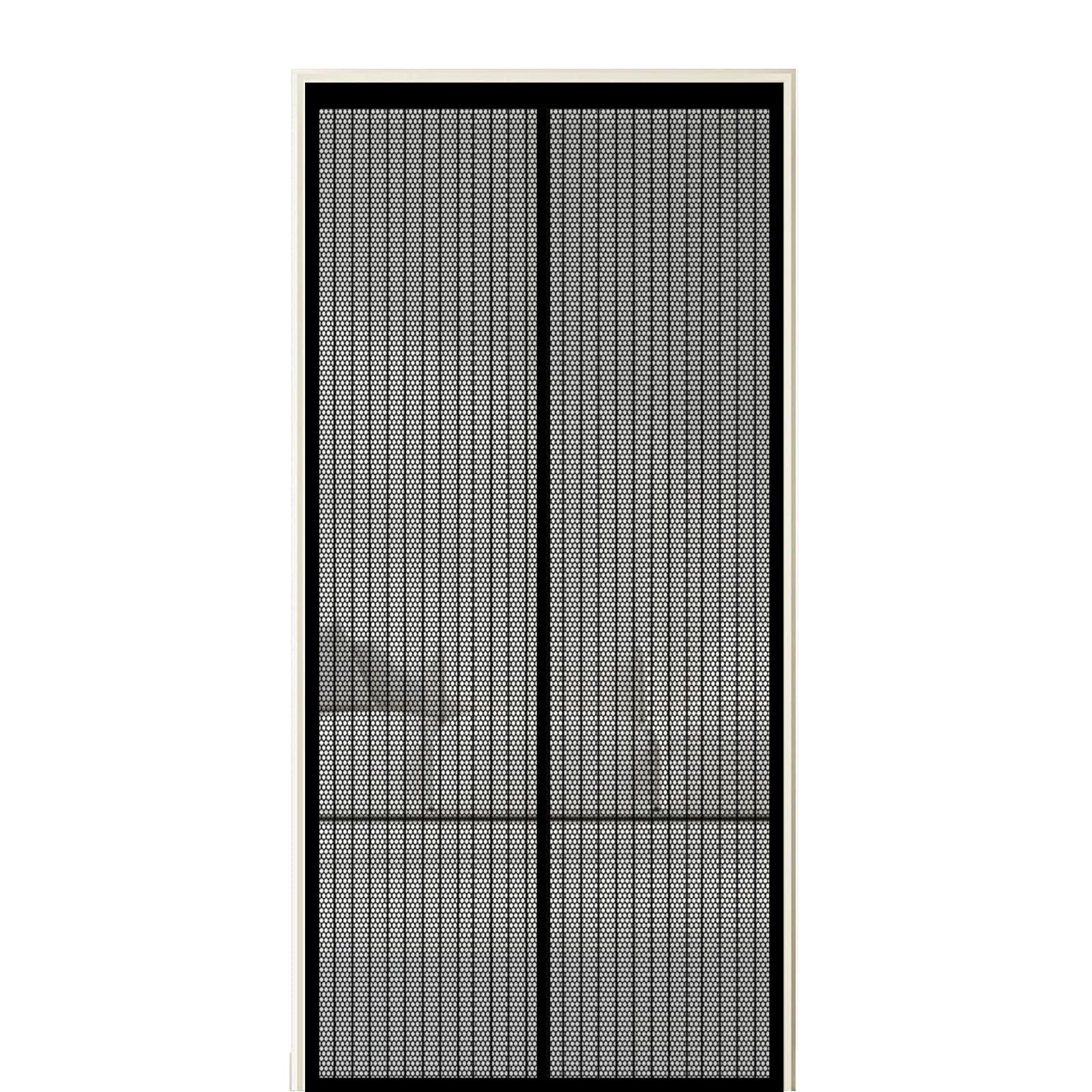 Screen Door 160 x 275 cm Self Sealing Powerful Magnets Heavy Duty Pet Screen Door with Powerful Magnets & Full Frame Magic Tape Suitable for Patio Doors Balcony Bedroom, Black