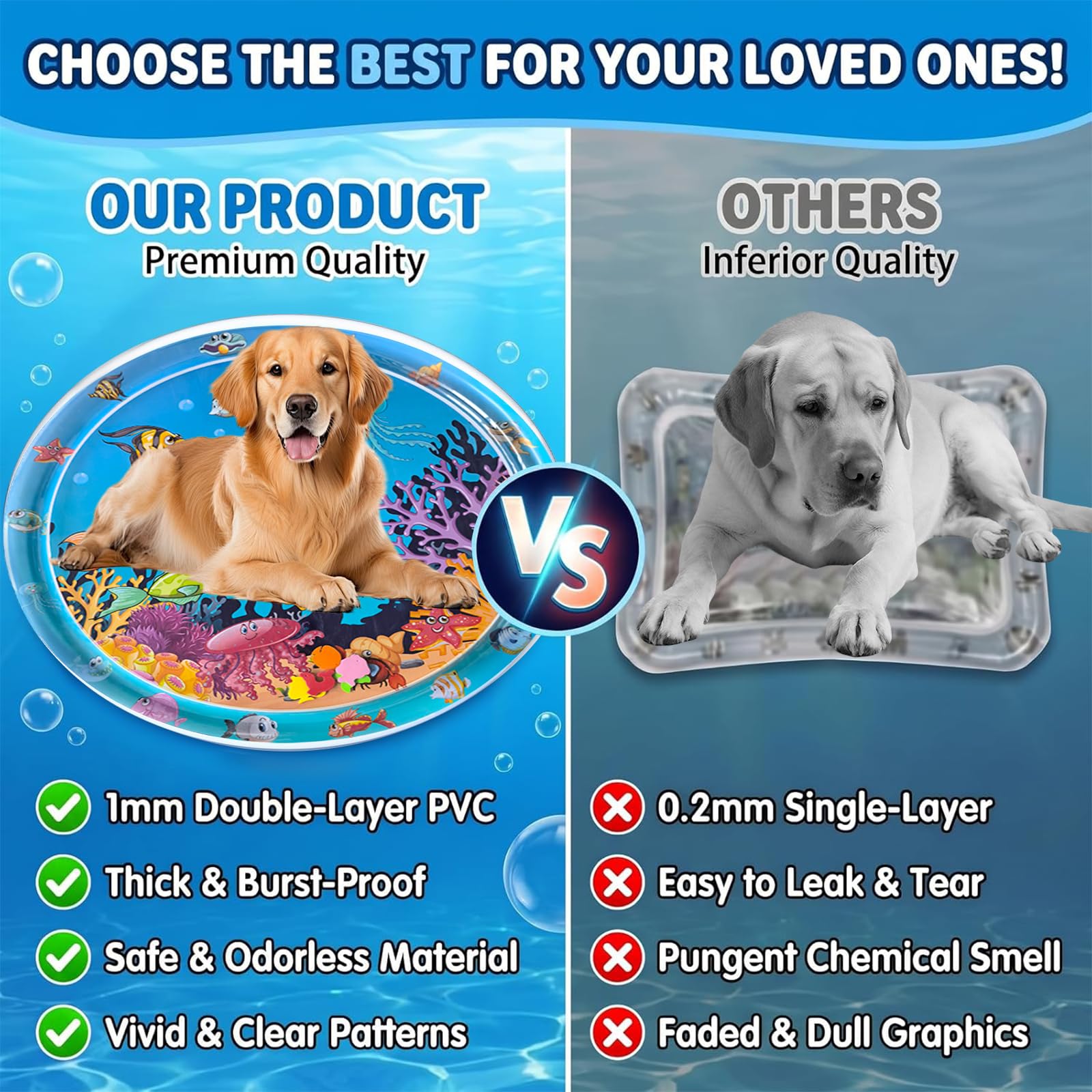 Water Sensory Playmat Cats,Inflatable Cooling Mat for Cats,Sensory Water Playmat Katzen Hund,Verdickte Wasserspielmatte Katze,Sommerliche Verdickte Spielwasser-Sensormatte Für Kleine Hunde Und Katzen