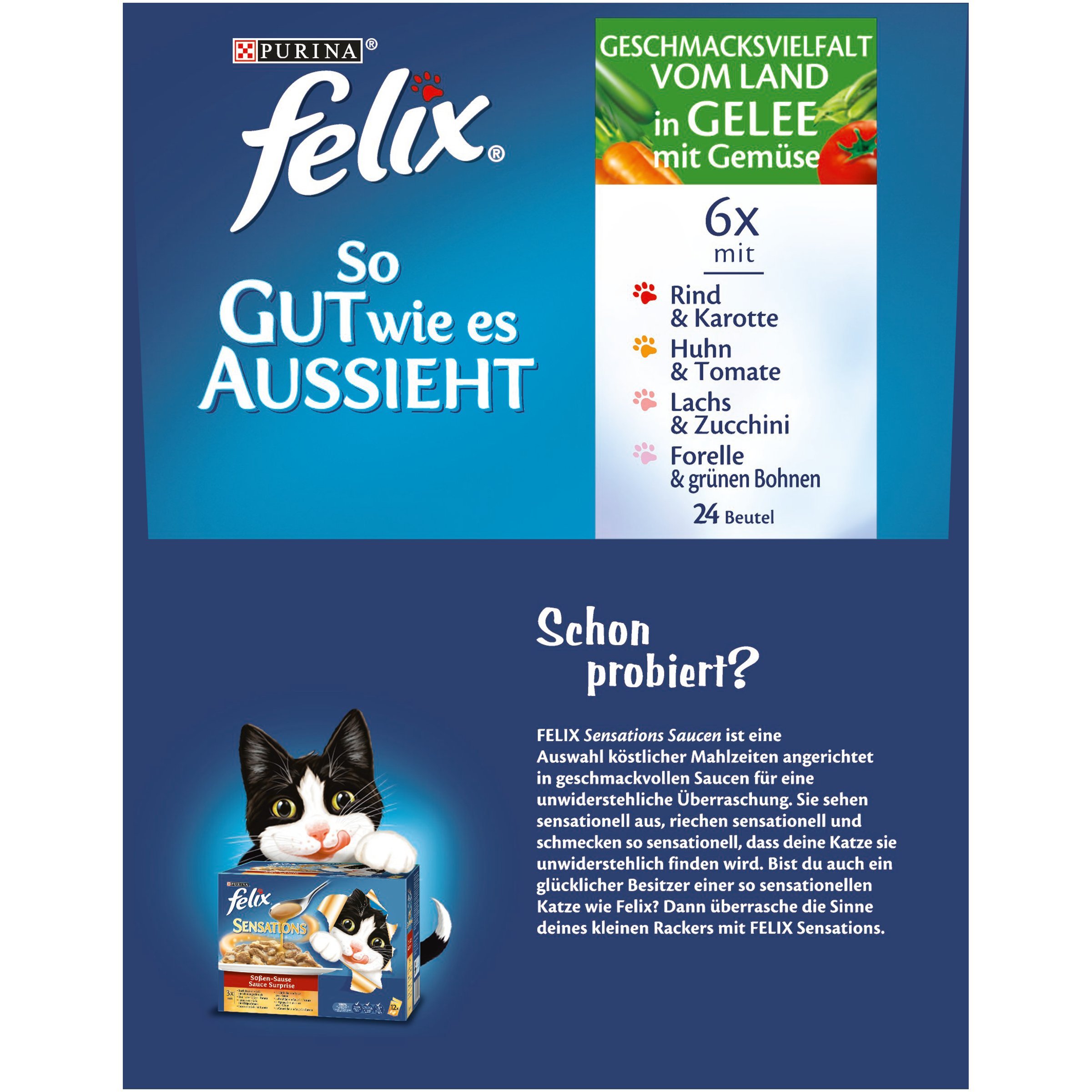 Felix So gut wie es aussieht, Katzennassfutter I Adult I 4er Pack (4 x 24 x 100 g)