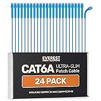 Vista 18 de Everest - Cables de conexión Ethernet Cat6a Ultra Slim de 1 pie (paquete de 24 unidades), color blanco, cable de conexión Cat 6a de 10 GB, cable