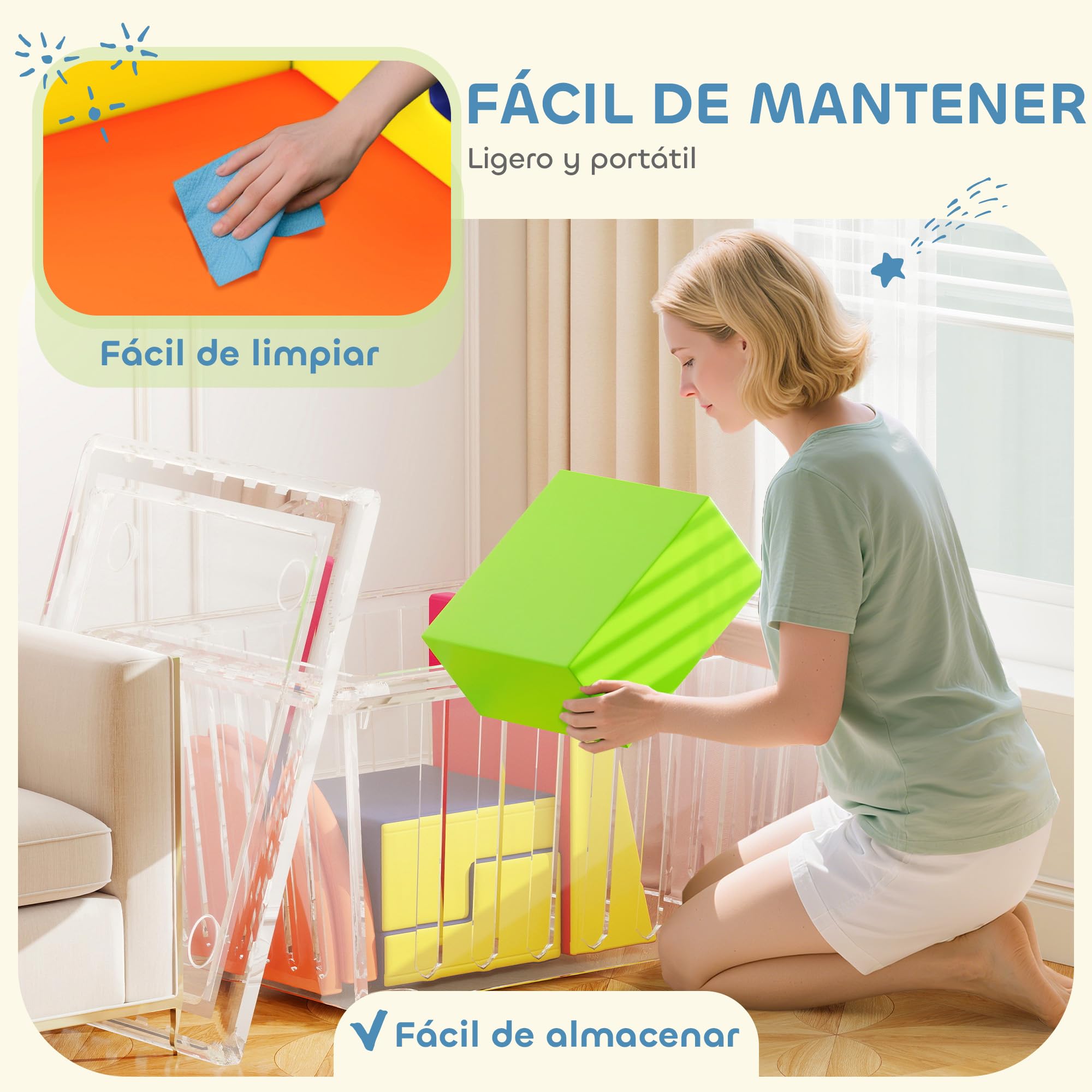 AIYAPLAY Juego de 6 Bloques de Espuma para Niños, Bloques de Psicomotricidad Infantil con Base Antideslizante, para Niños 0,5 a 6 Años, Set de Escalada para Interior, para Escalar y Gatear, Multicolor