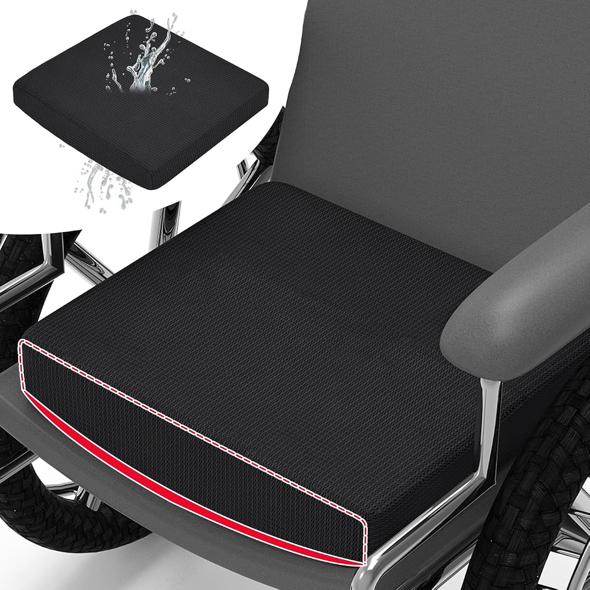 Washable Wheelchair Seat Cushions–Easy Maintenance Wheelchair Cushion That Reduces Caregiver Workload–Patented Anti-Sag Design with Anti-Slip Cover for Improved Comfort on Lower Back& Tailbone