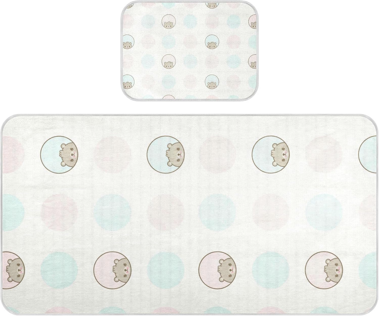 Cartoon Cute Brown Bear Cooling Baby Fitted Crib Mattress 28" x 52" Ultra Soft Pads Washable Waterproof for Baby&Toddler