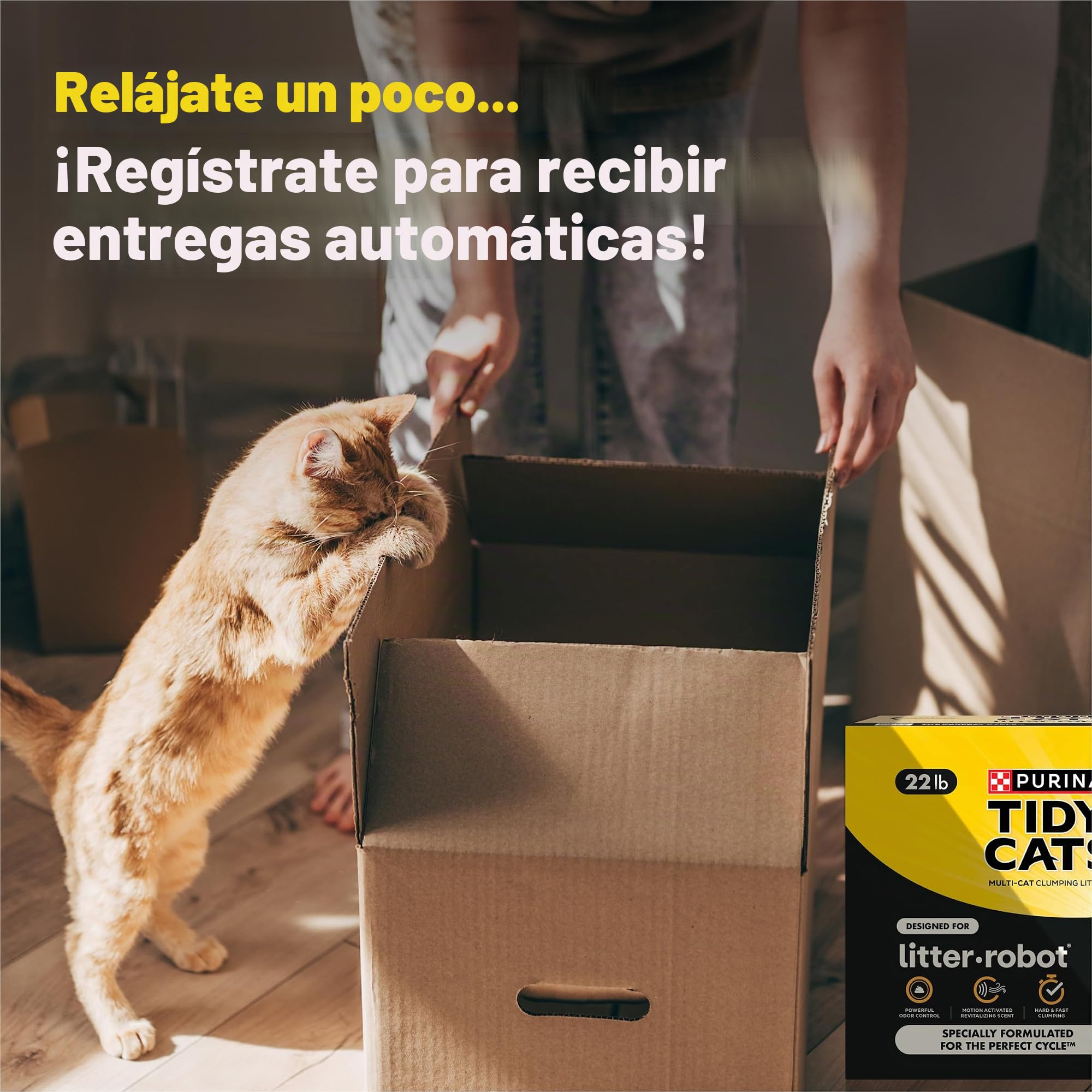Purina Tidy Cats Arena para Gatos, fórmula de Control de olores para Gatos con Robot aglutinante, Caja de 22 Libras
