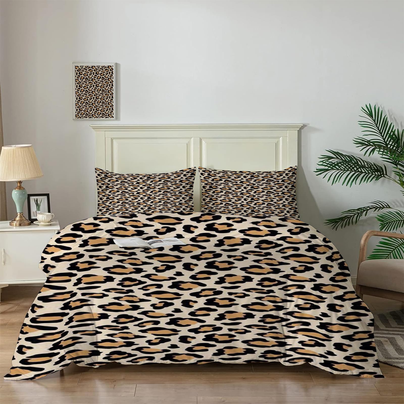 Housse de couette léopard marron literie fille haut de gamme