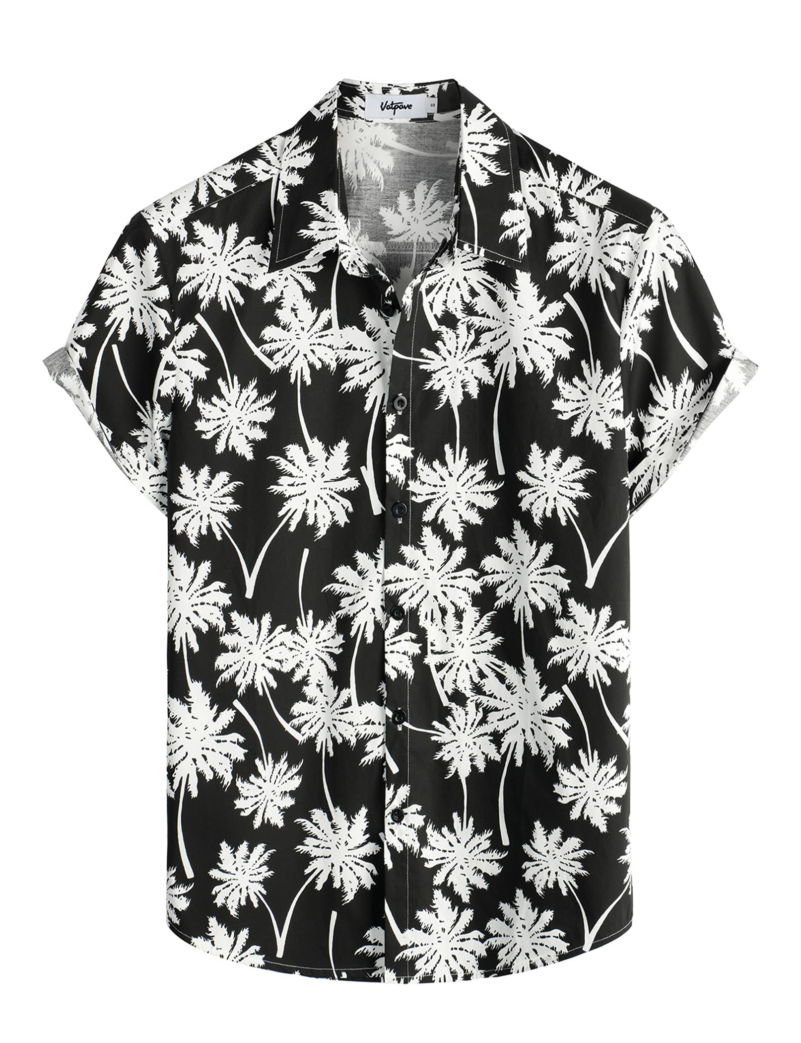 VATPAVE Herren Baumwolle Hawaii Hemd männer Blumen Freizeit Kurzarmhemd Sommerhemd