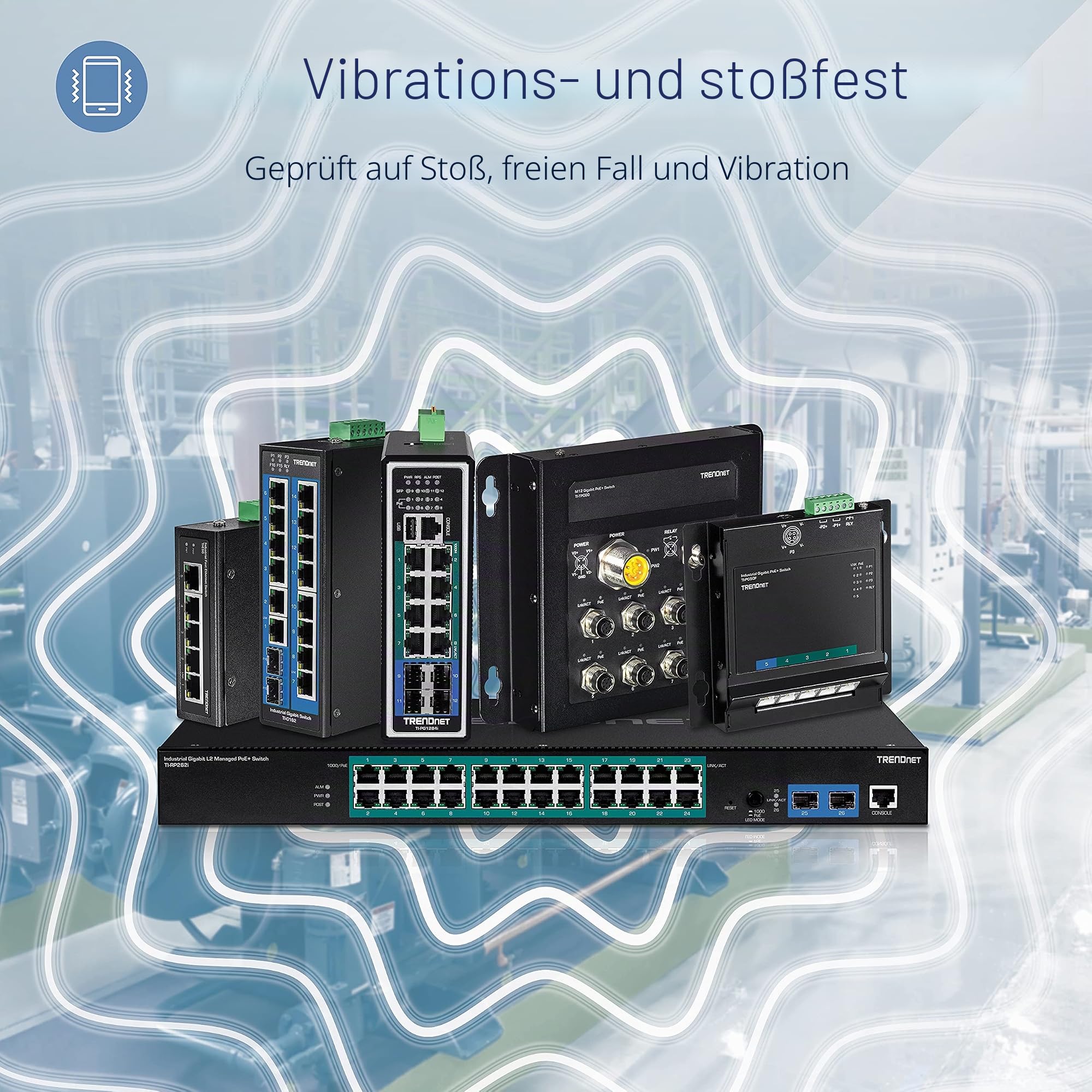 TRENDnet, TI-G50, 5-Port gehärteter industrieller Gigabit-DIN-Rail-Switch, 10 Gbit/s Schaltkapazität, IP30-zertifizierter Netzwerk-Switch (-40 bis 167 °F), Schwarz | 5 x Gigabit-Ethernet-Ports, IP50-bewertet, 10 Gbit/s Schaltkapazität, NDAA-TAA-konform, l
