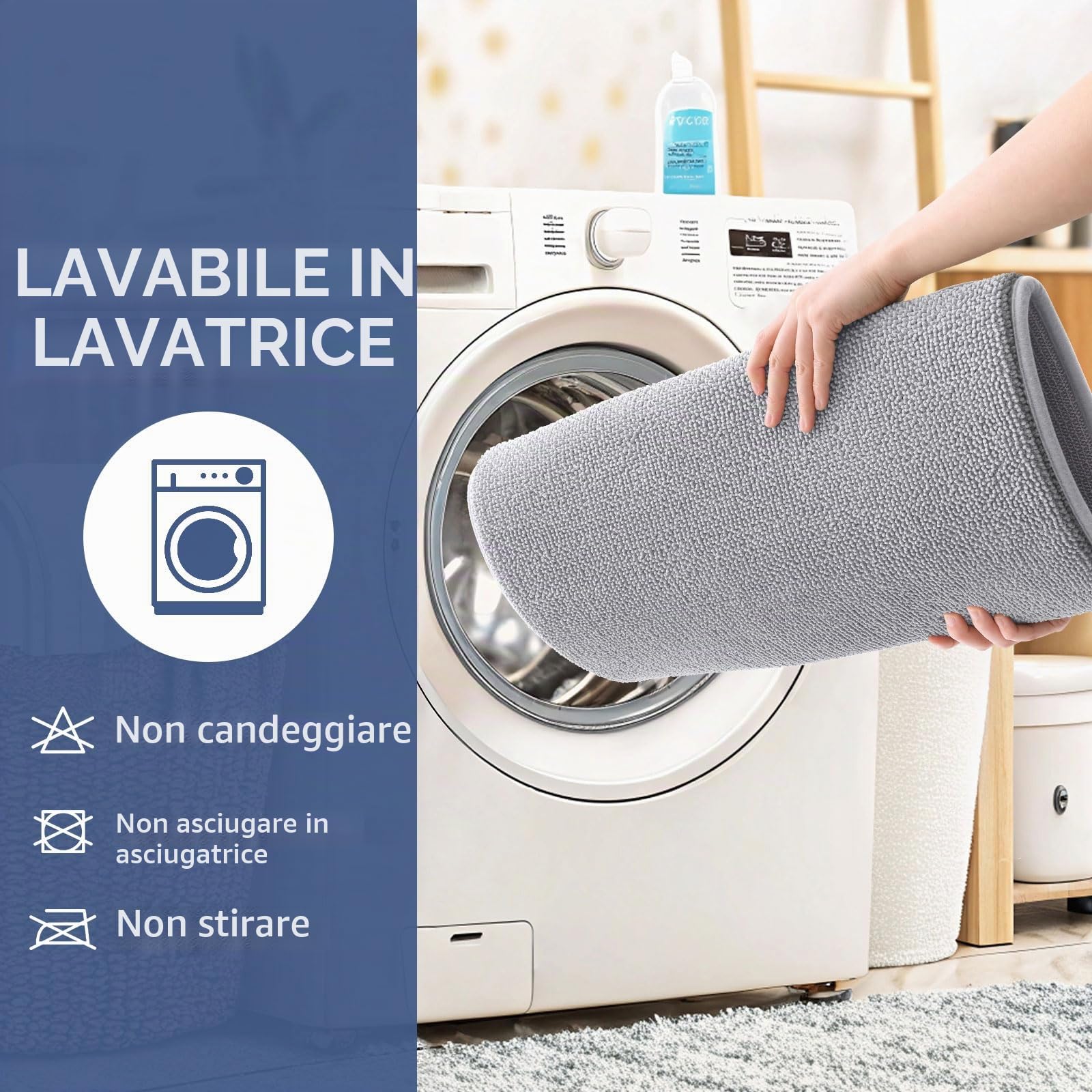 Homaxy Tappeto da bagno in memory foam, morbido, antiscivolo, lavabile, spesso, assorbente, per il bagno, 60 x 120 cm, grigio