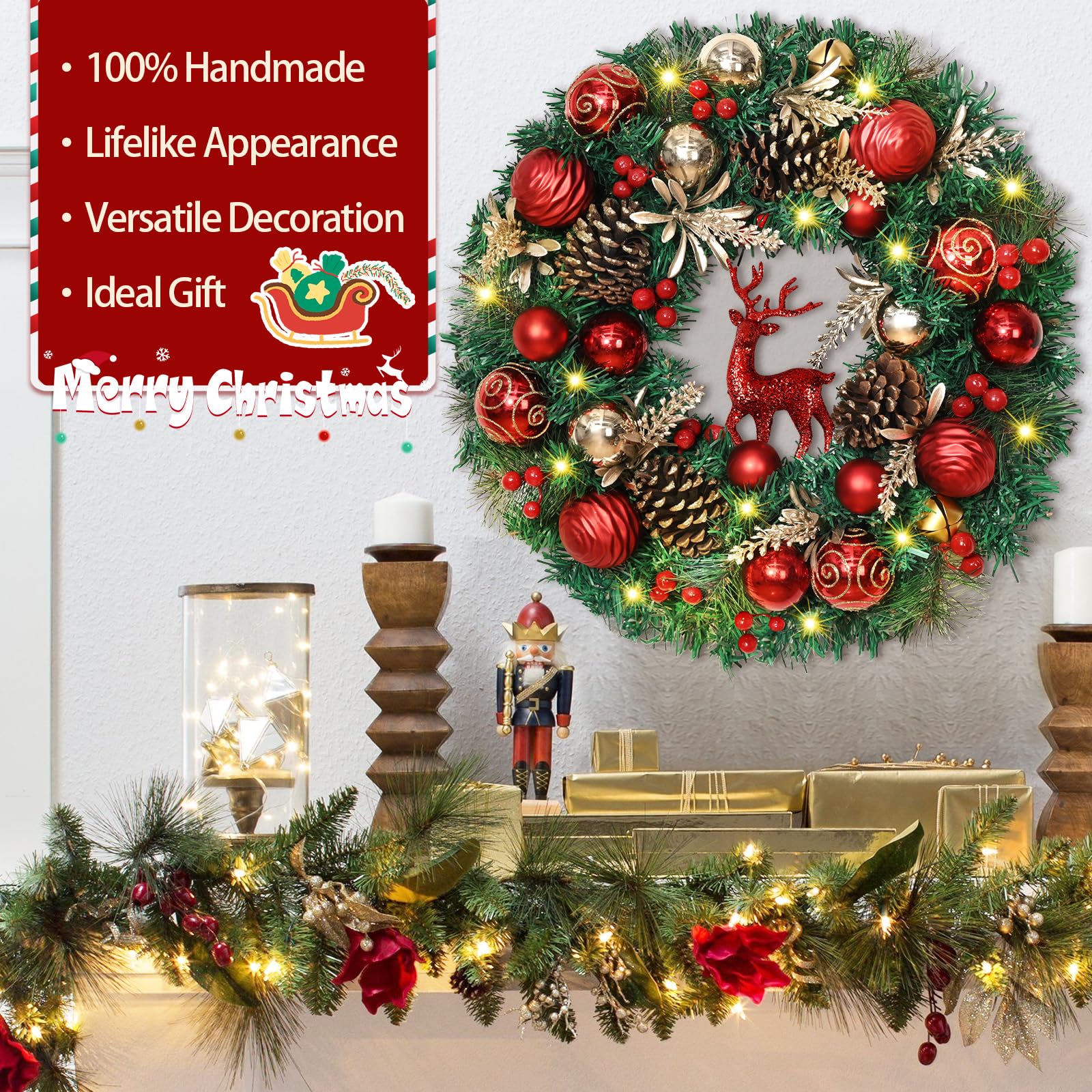 Xmas wreathe ♡ Noël 2024 Christmas Wreaths for Front Door Xmas