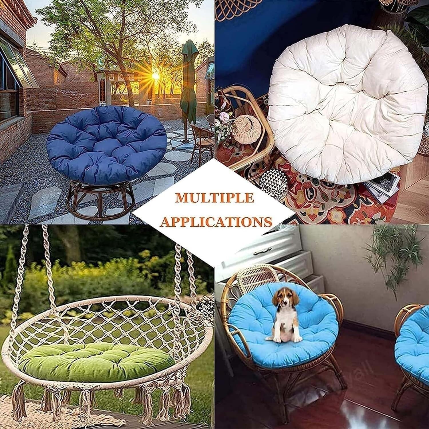 Coussin pour Fauteuil Papasan,Rond,Résistant Aux UV, Imperméable, Extérieur/Intérieur - Grand Coussin De Sol pour Meubles De Jardin Chaise De Balcon(Dark Grey,160cm)