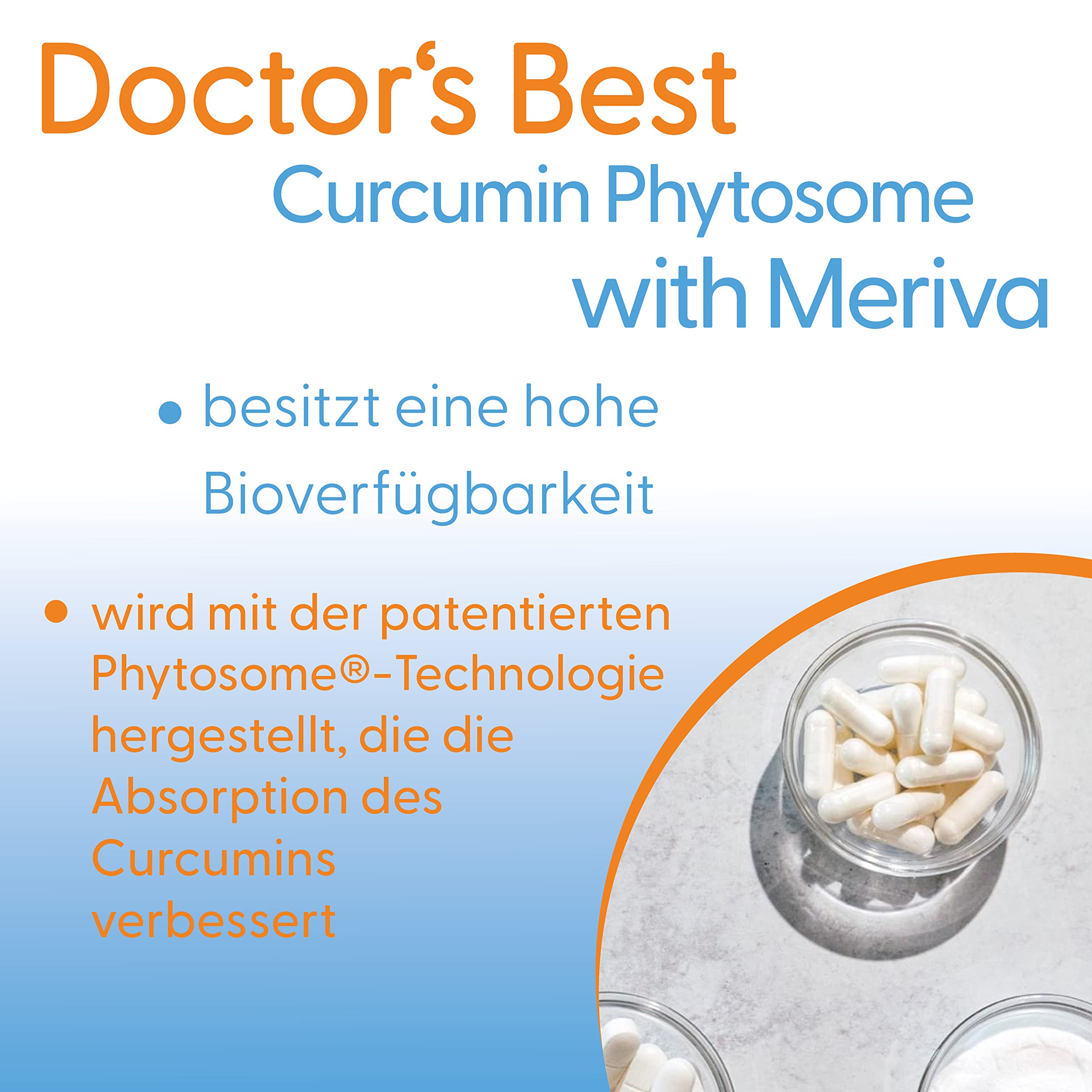 Doctor's Best, Curcumine Phytosome mit Meriva, 500mg, 60 vegane Kapseln, Laborgeprüft, Glutenfrei, Sojafrei, Vegetarisch