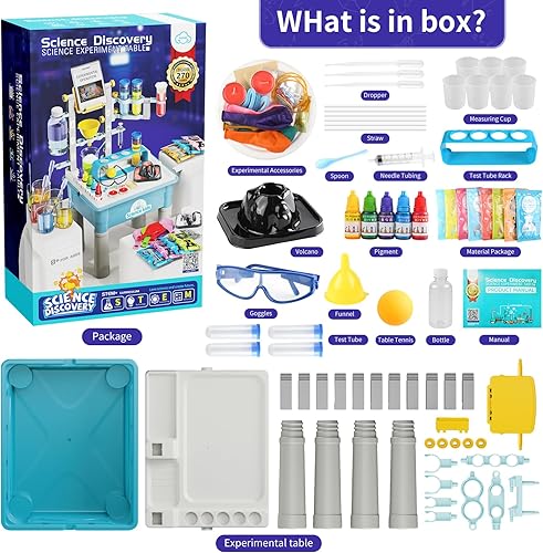 Miniatura 6 de BATURU Kit de ciencia de experimentos de laboratorio para niños con mesa de experimentos y soporte para teléfono, kit de ciencia STEM para niños de