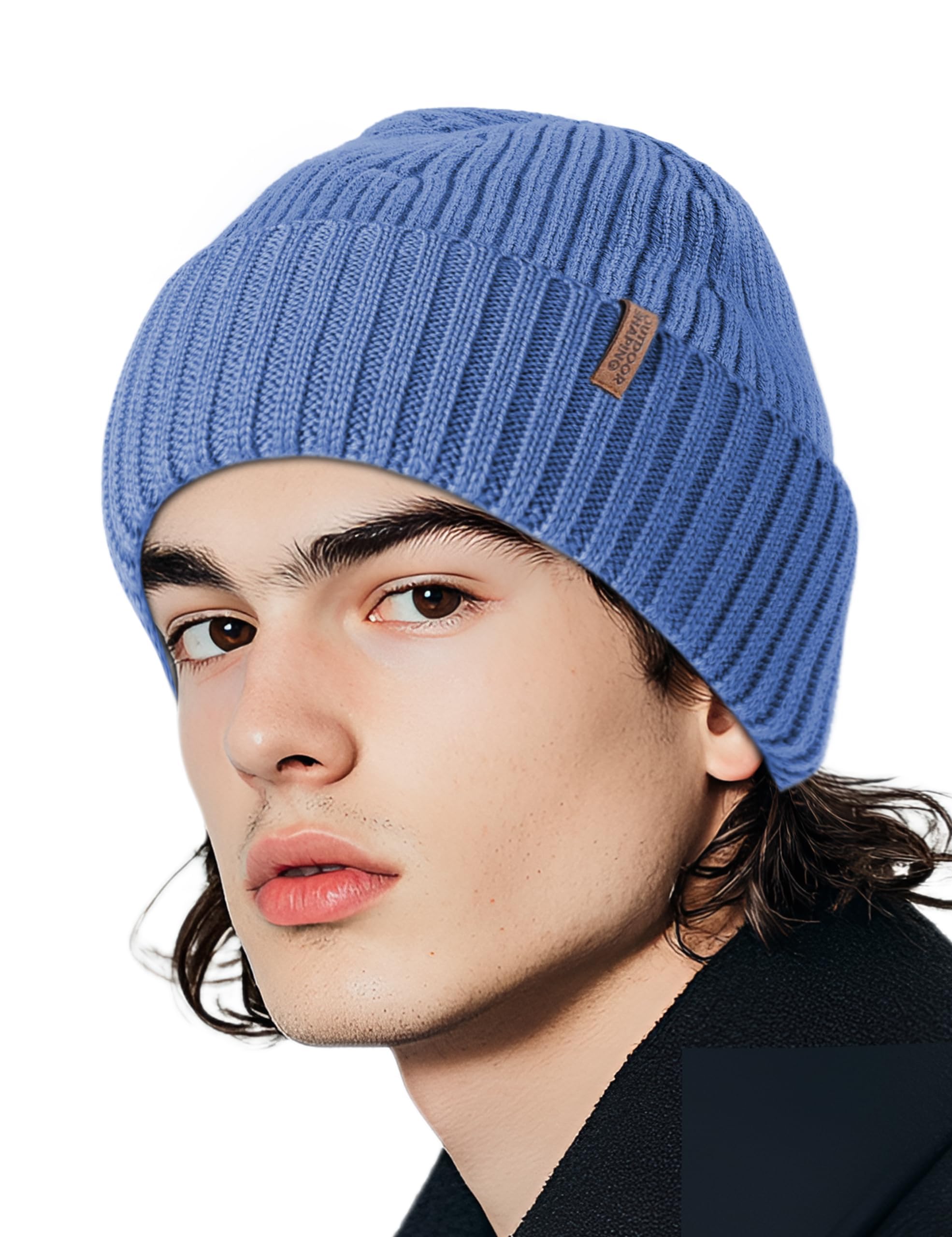 Outdoor Shaping Warme Merino Wollmütze Ribbed, Winter Strickmütze Herren Damen, Atmungsaktive Beanie 100% Wolle für Outdoor Laufen Skifahren