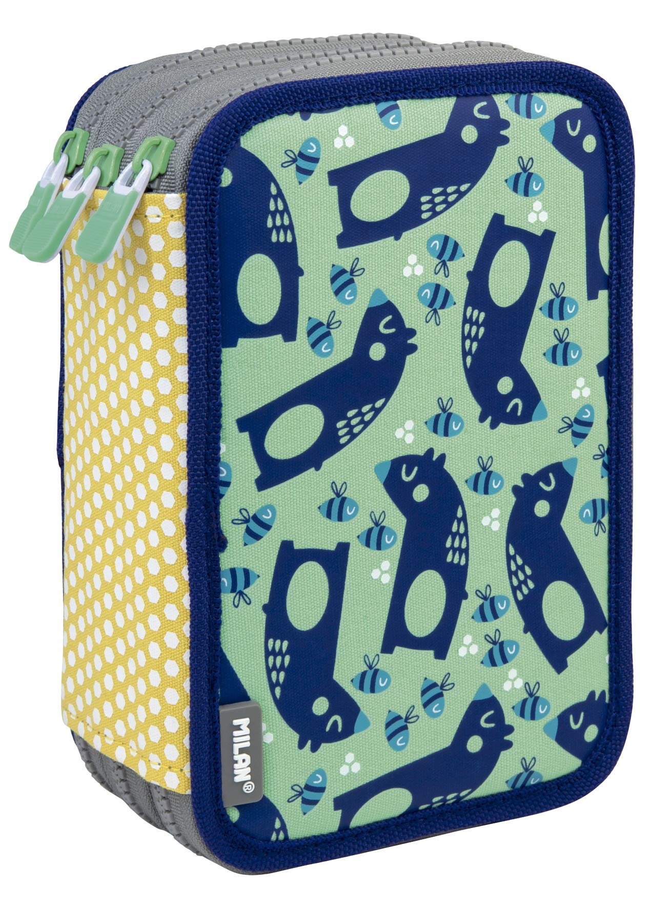 Milan Plumier 3 Pisos con Contenido Net&Lit Estuches, 20 cm, Verde