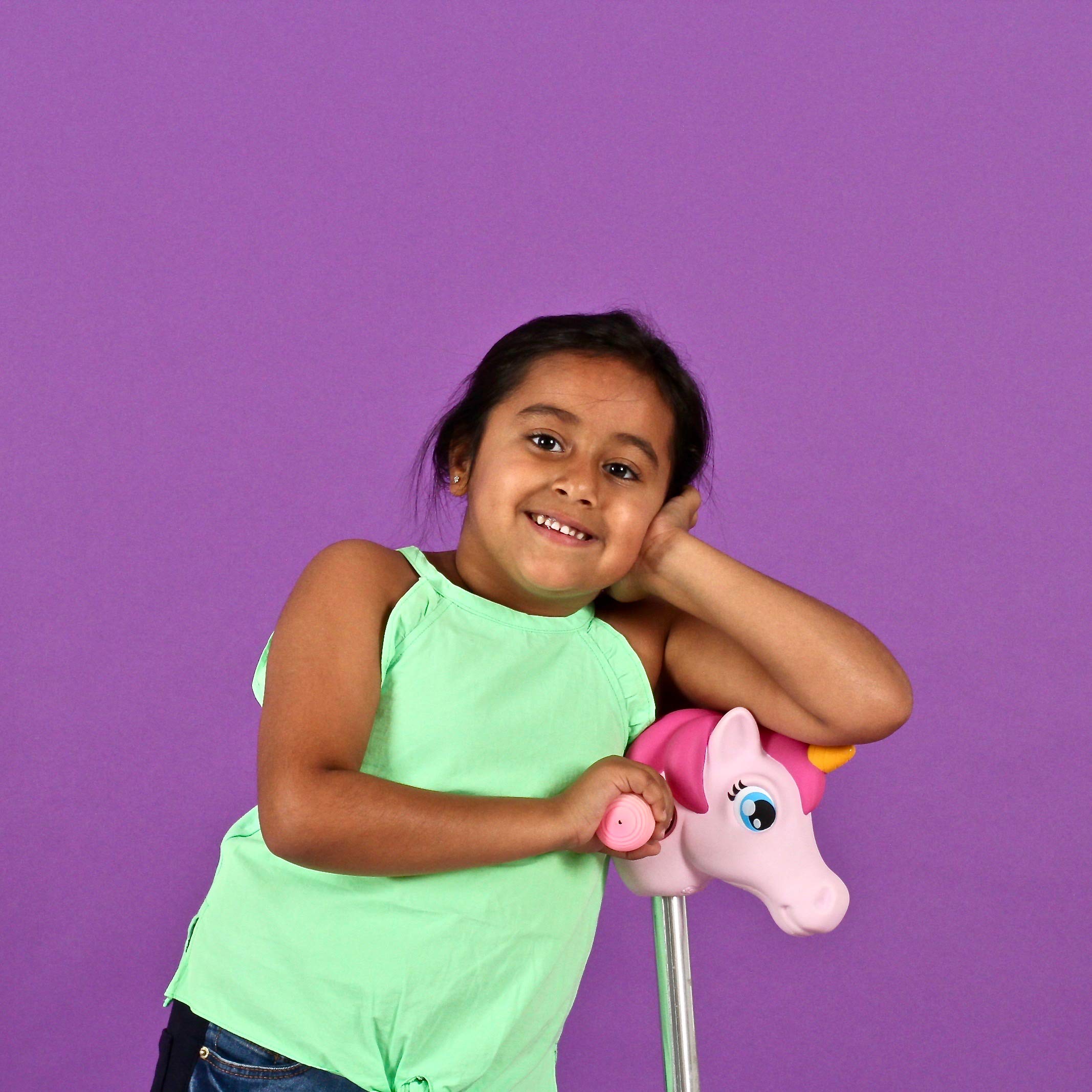 Scootaheadz - Cabeza de Unicornio para Patinete - Accesorios para Patinete Infantil - Regalo para Niñas - Se Adapta a la mayoría de los patinetes de 2 y 3 Ruedas para niños -Rosa Claro