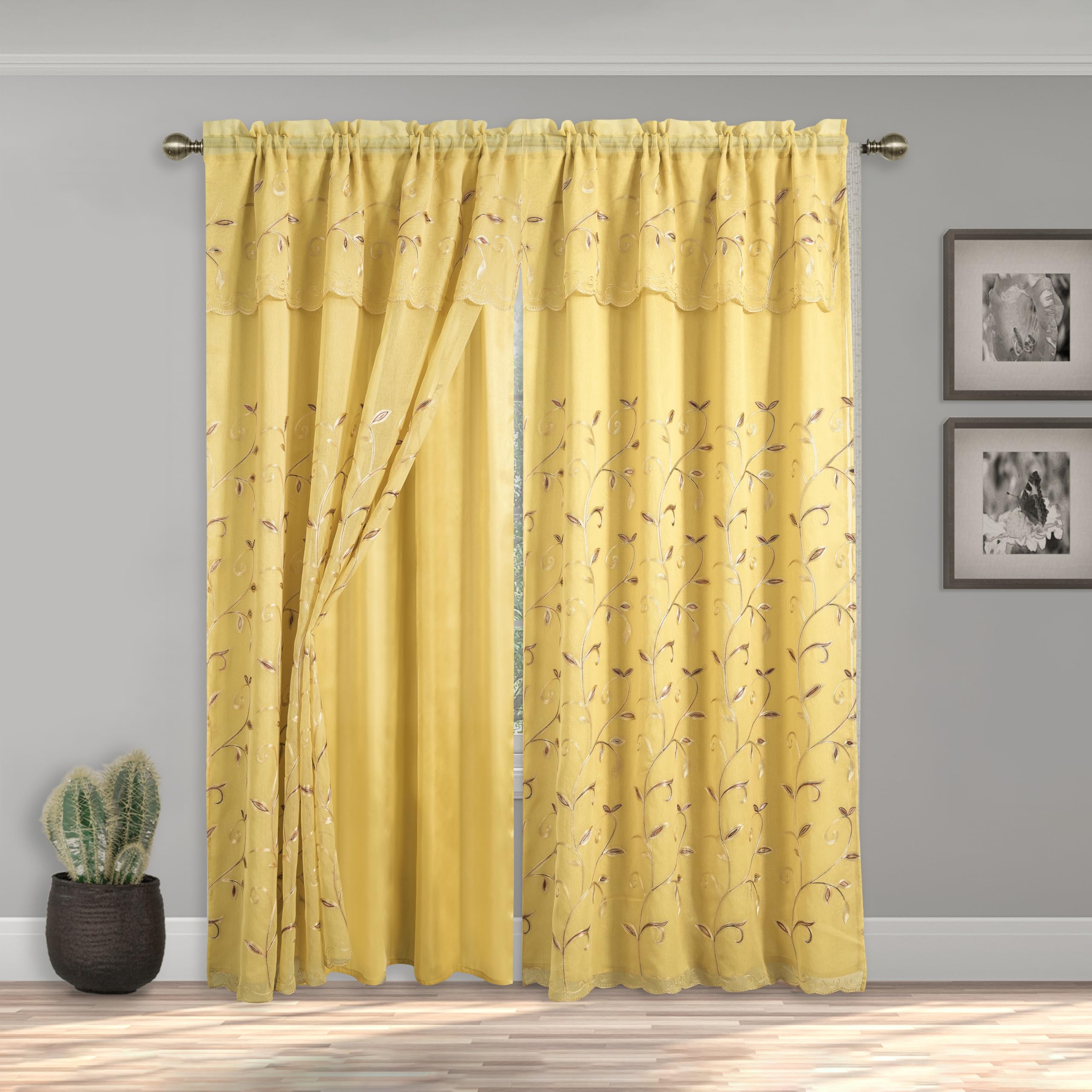 Amazon｜Elegant Comfort 豪華カーテンセット、バランスと裏地付き、54