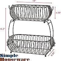 Vista 3 de Simple Houseware Soporte oblato para cesta de frutas de 2 niveles, bronce