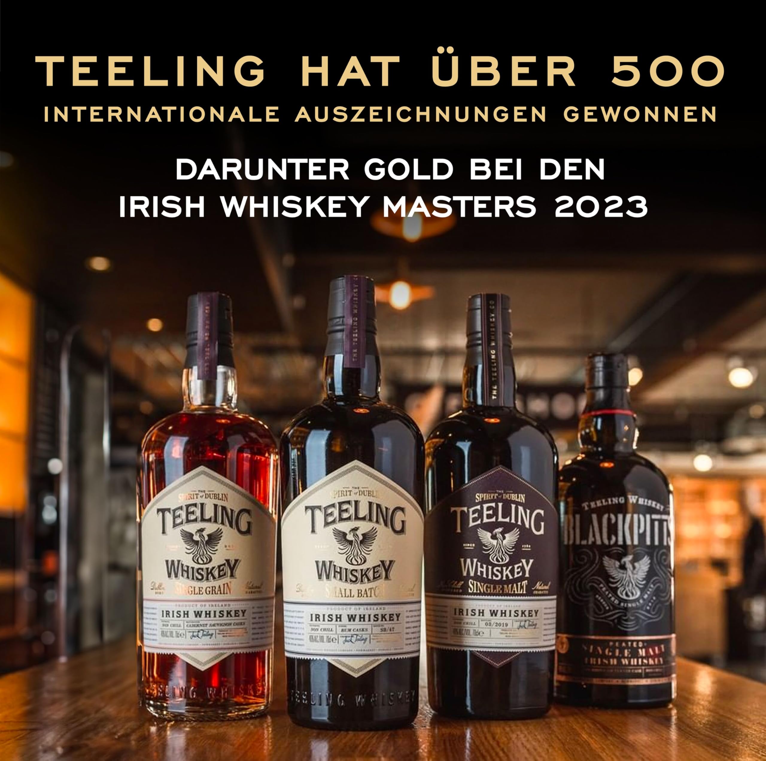 Teeling Single Malt Irish Whiskey, gereift und veredelt in fünf verschiedenen Fasstypen, 46% vol., 70cl / 700ml