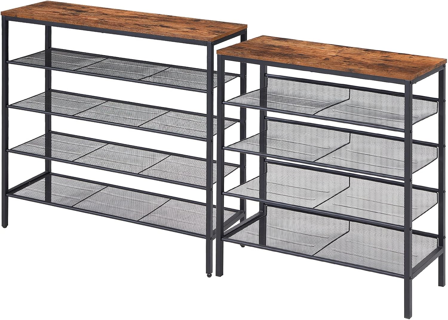 IBUYKE Shoe Rack, 5Tier Shoe Storage Unit Flat & Slant Adjustable, Shoe Organizer