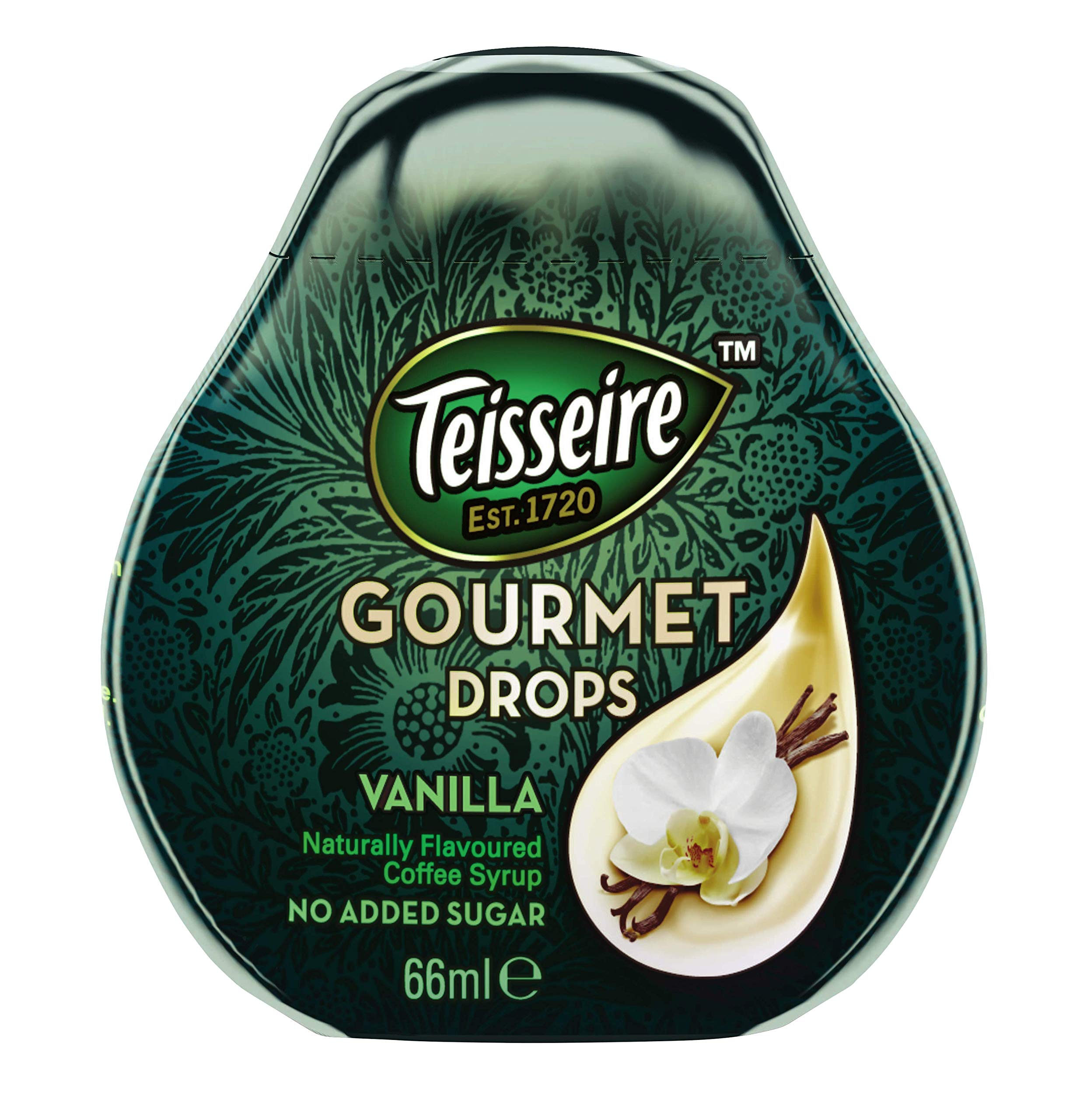 Teisseire Gourmet Drops - Sugar Free Coffee Syrup – Zero Calories, No Carbs – Vegan – Vanilla – 66ml