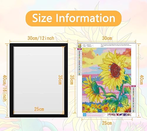 Miniatura 3 de Paquete de 8 marcos de pintura de diamantes negros, marcos de lienzo magnéticos de 11.8 x 15.7 in, marco de arte de diamante autoadhesivo, marcos