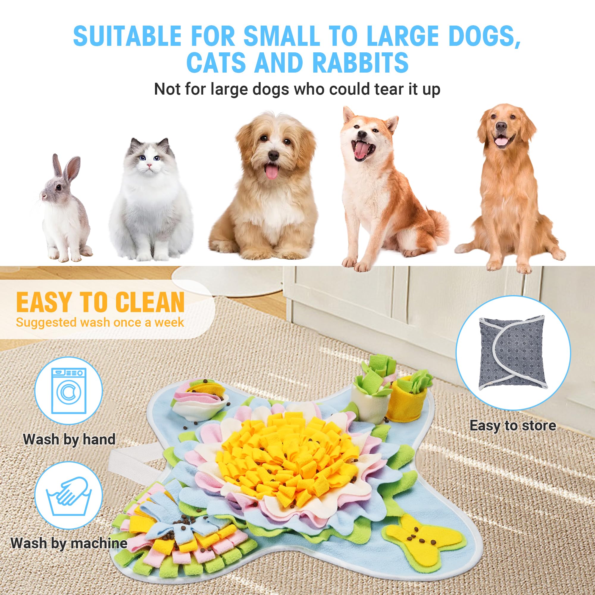 Tapete para olfatear para perros, tapete interactivo para olfatear alimentación lenta y mantenerte ocupado, juguetes para buscar alimentos, desarrollo de habilidades, alivio de la ansiedad y