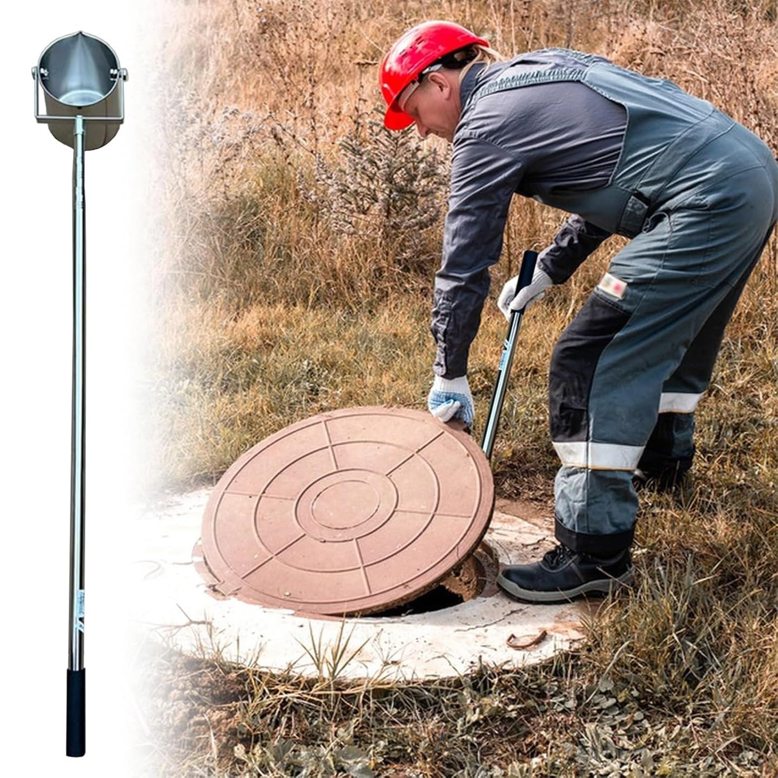 Teles - Campionatore d'acqua in acciaio inossidabile, palo portatile per campionamento di liquidi con beccuccio graduato, tazza a pendolo da 500 ml per stagno, fiume, serbatoio (1-2,5 m)