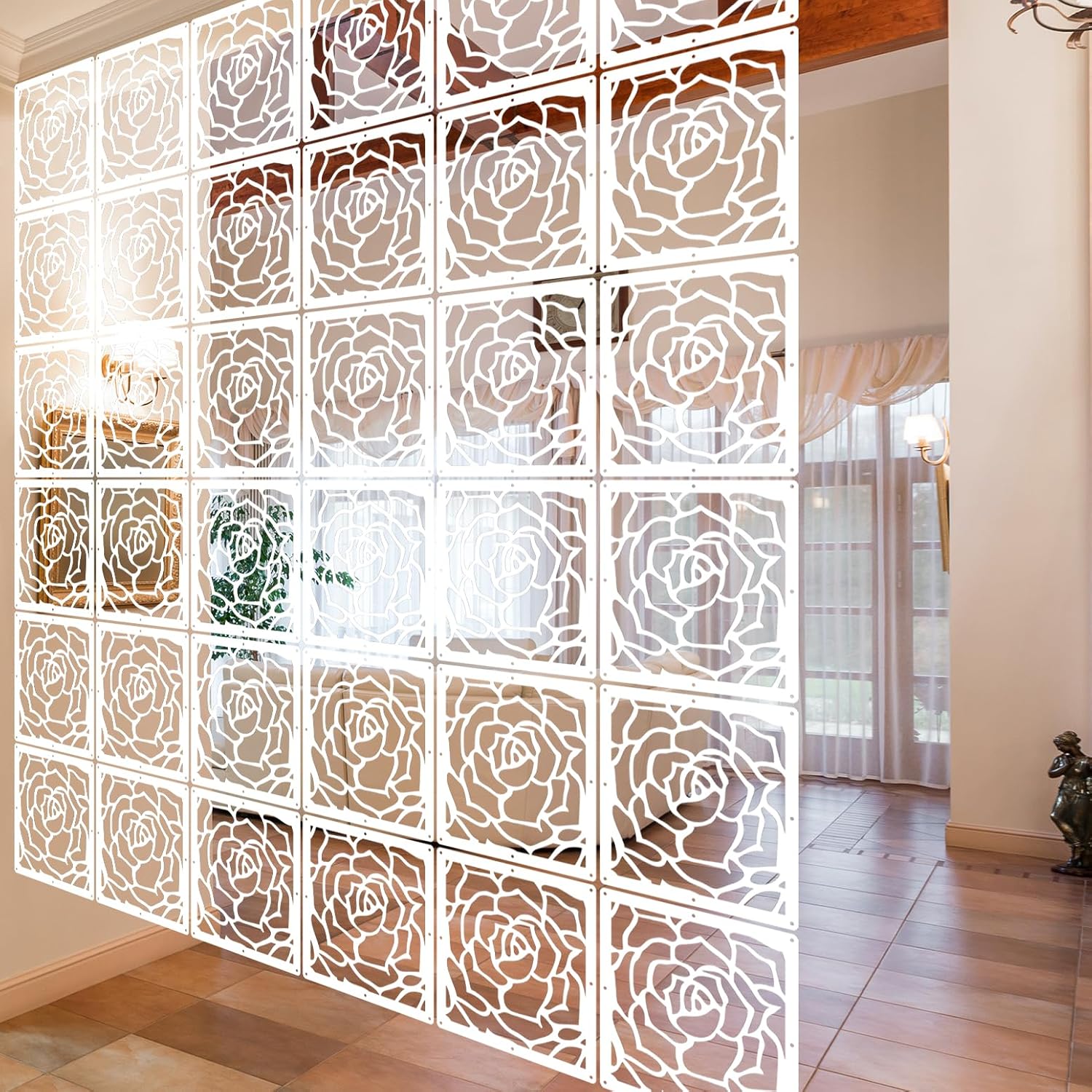 Lchen Hanging Room Divider Panel,Large WoodPlastic 0.2IN Thick Screen