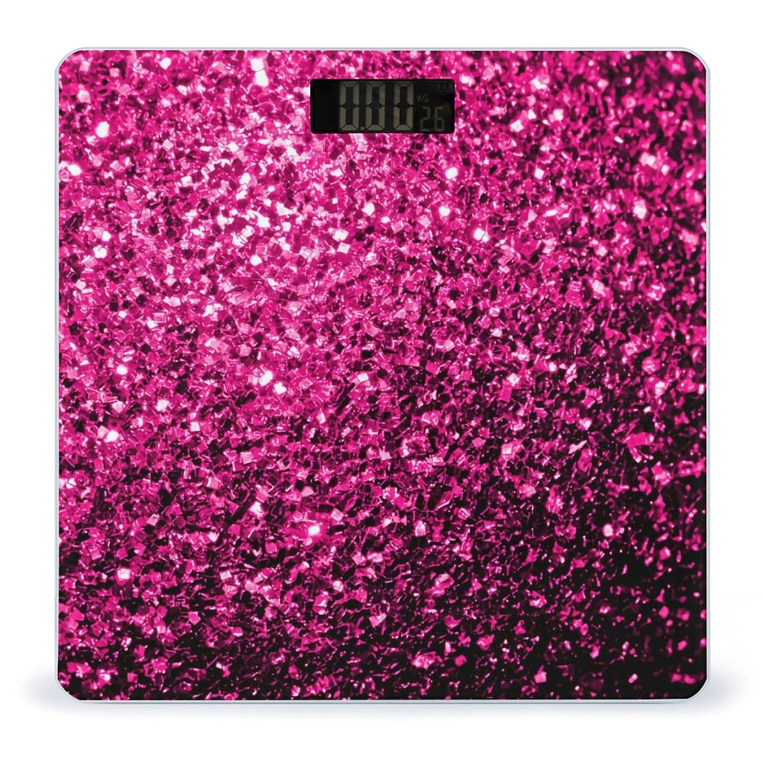 Báscula de Baño Digital, Vidrio Templado, 400 lb, Rosado Brillante