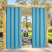 NICETOWN Cortina externa para pátio/varanda, peso térmico, resistente à prova de vento, ilhoses superiores e inferiores, de aço inoxidável, proteção contra sol/chuva, drapeado para varanda/pérgola, 1