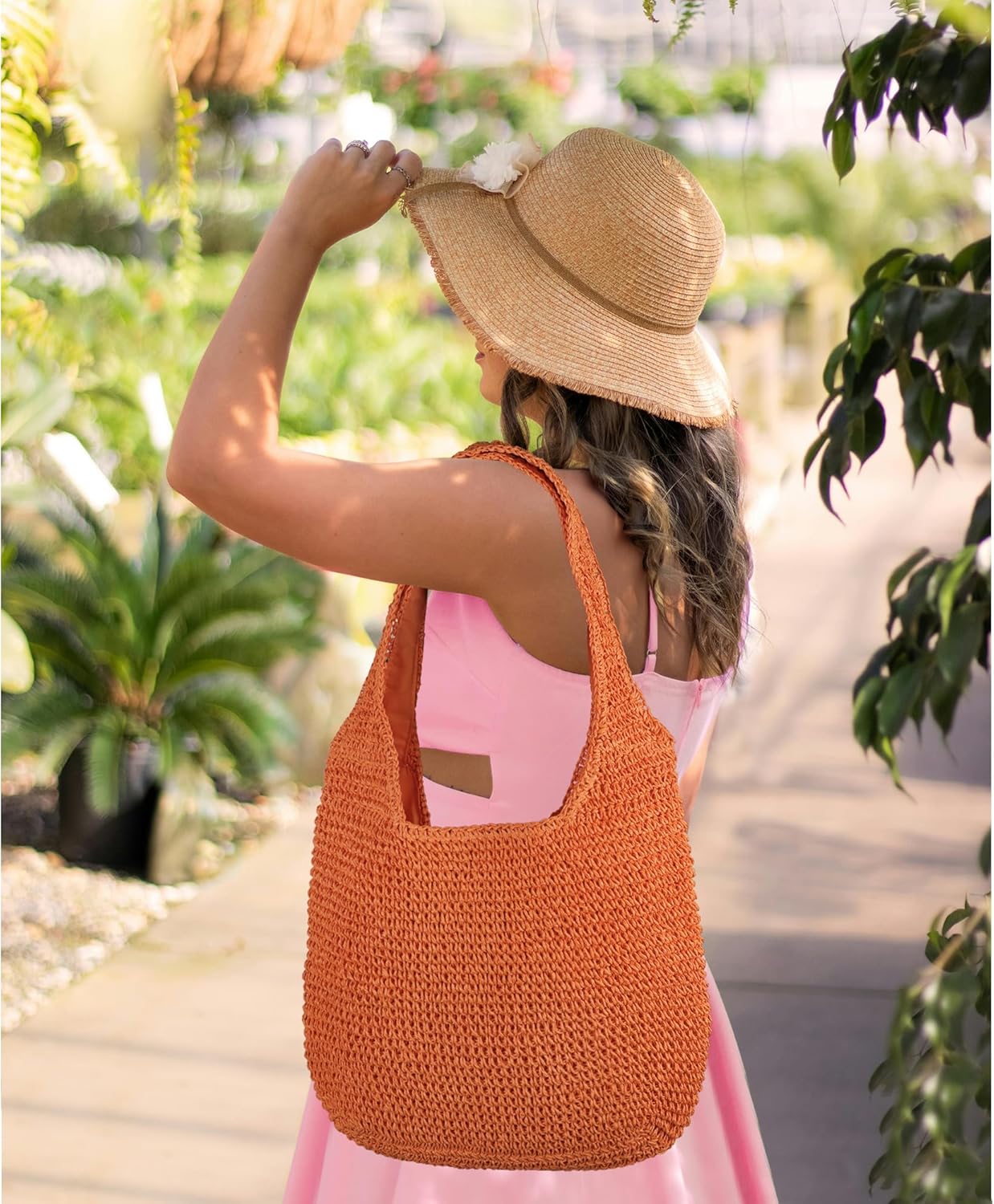 Women Large Straw Beach Bag Handmade Woven Shoulder Bags Hobo Tote Handbag Purse for Summer - Image 2