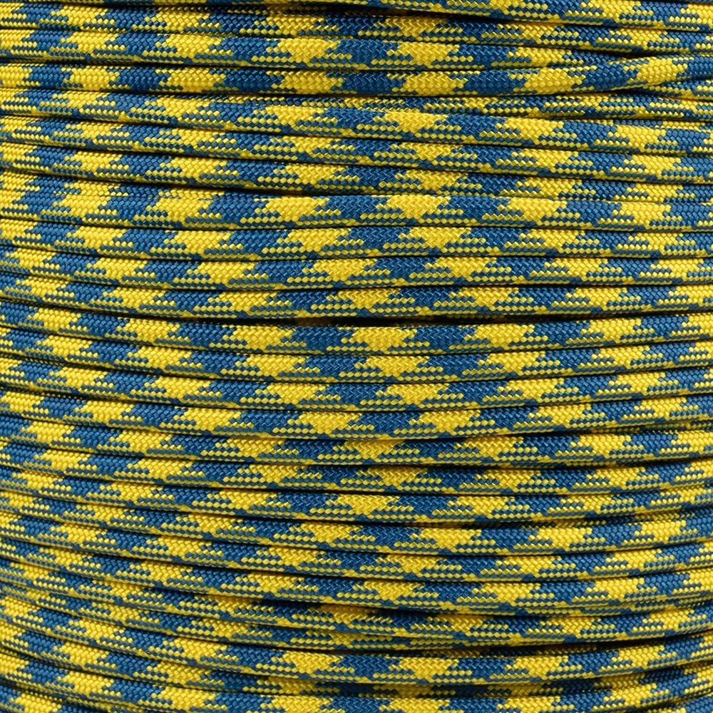 Paracord Planet 50 Foot Hanks of 550 Type III 7 Strand Paracord (Blue & Yellow 50 Feet)