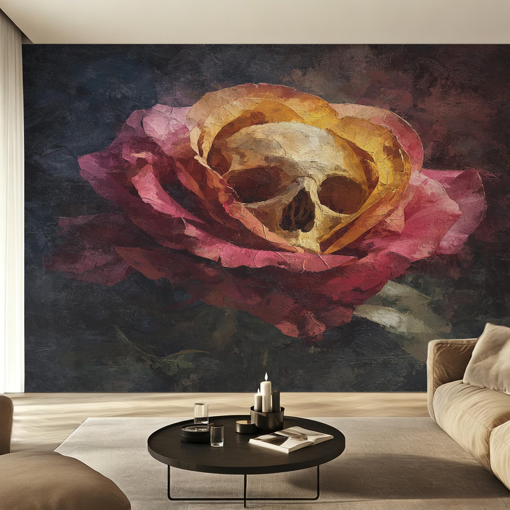 Papier peint panoramique crâne déco murale intissé salon 350x256 cm