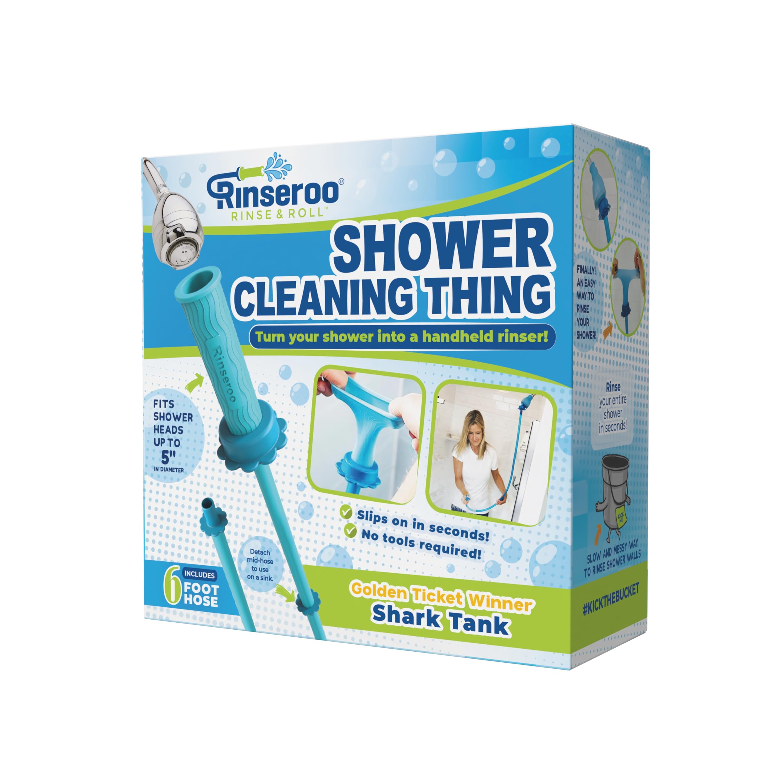 Rinseroo Manguera de ducha de mano para ducha/fregadero, manguera de 6 pies. Conexión elástica. Manguera de ducha/fregadero con boquilla para lavar perros, mascotas, bebés, cabello, verduras, se