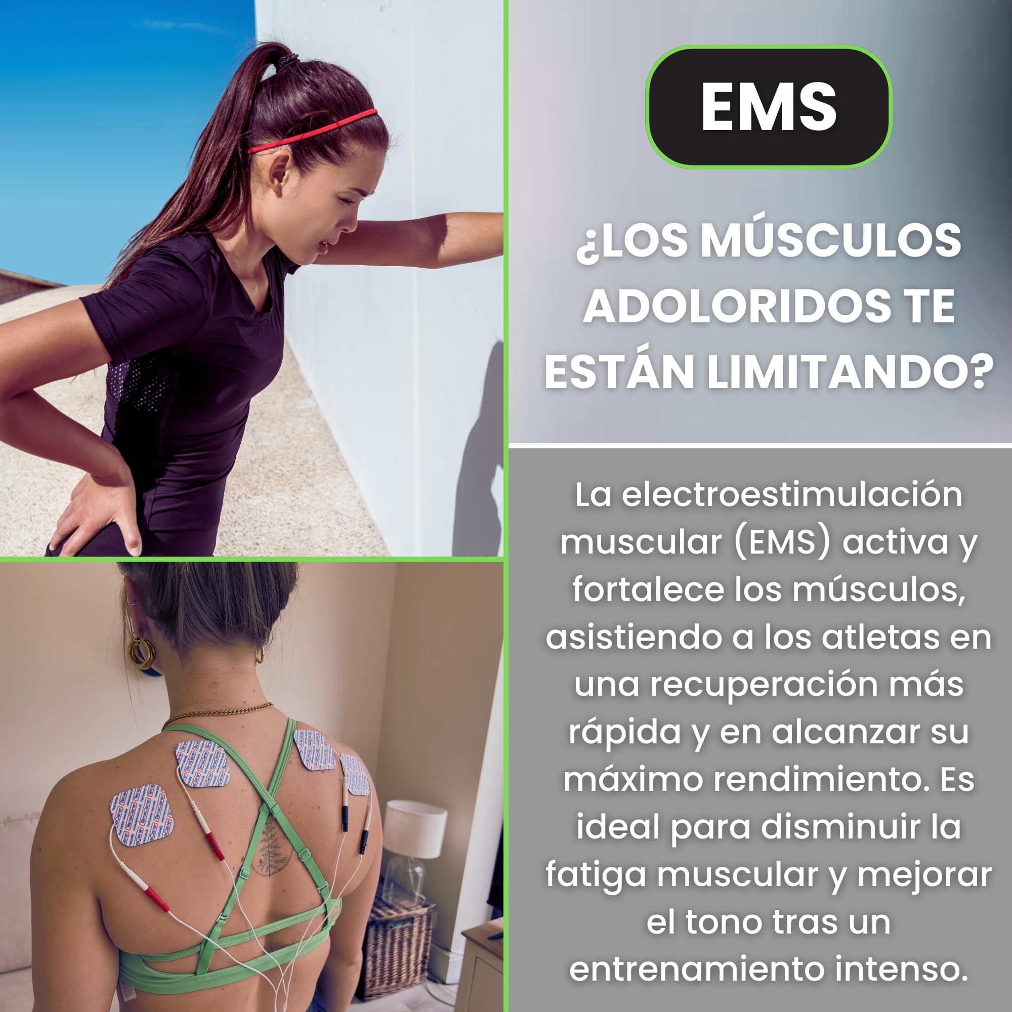 TensCare Unipro +16 Electrodos 4 en 1 TENS EMS IFT | Incluye 16 electrodos para alivio del dolor, microcorriente, fisioterapia y fortalecimiento muscular.