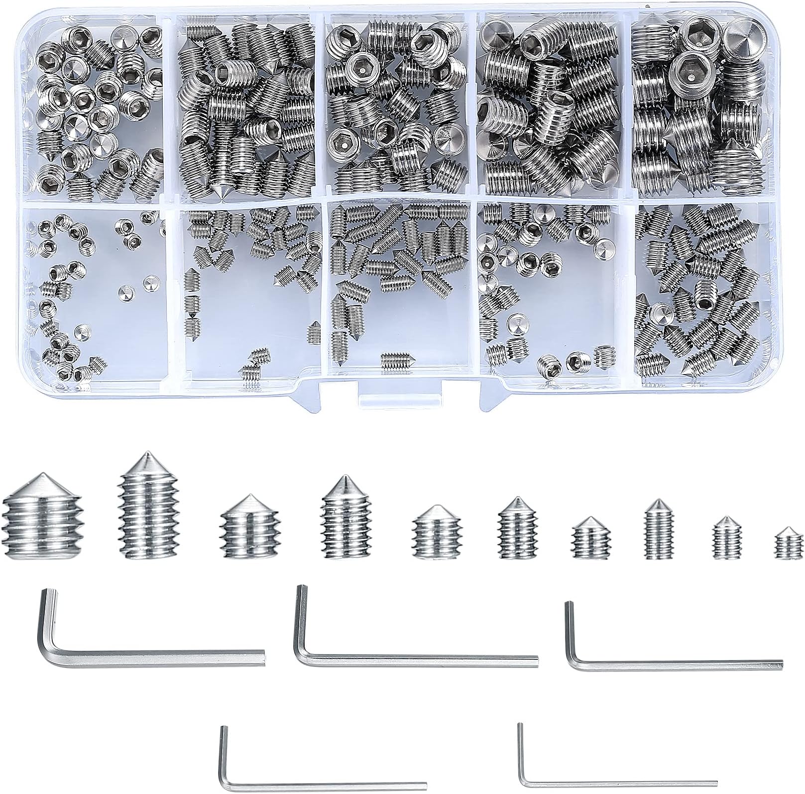 Grub Screws Metric Thread (Mixed 40 PACK) A2 Stainless Steel Cone Point